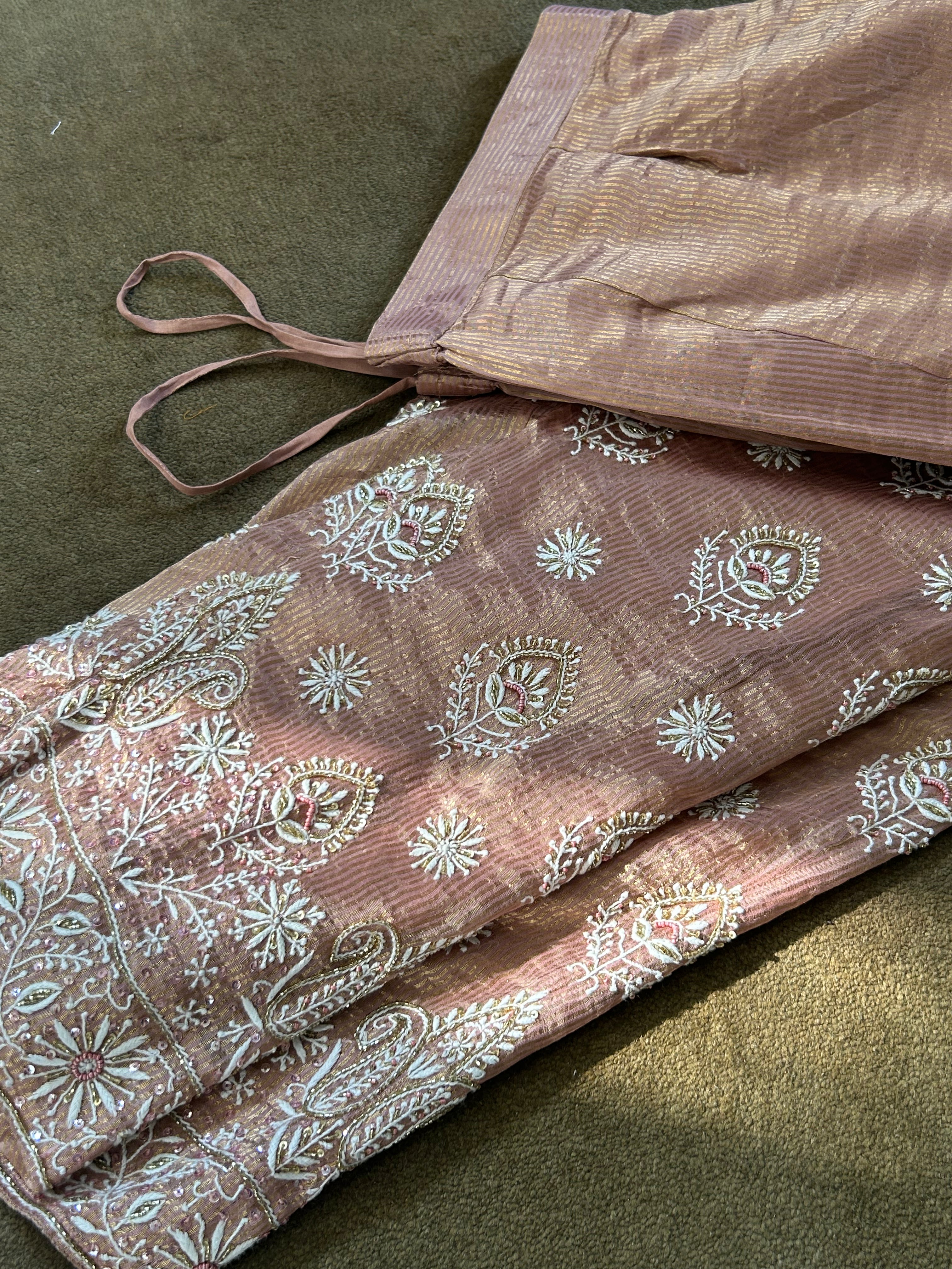 Pink Chanderi Chikankari Anarkali Set