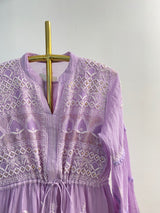 Lavender Mul Chanderi Chikankari Dress