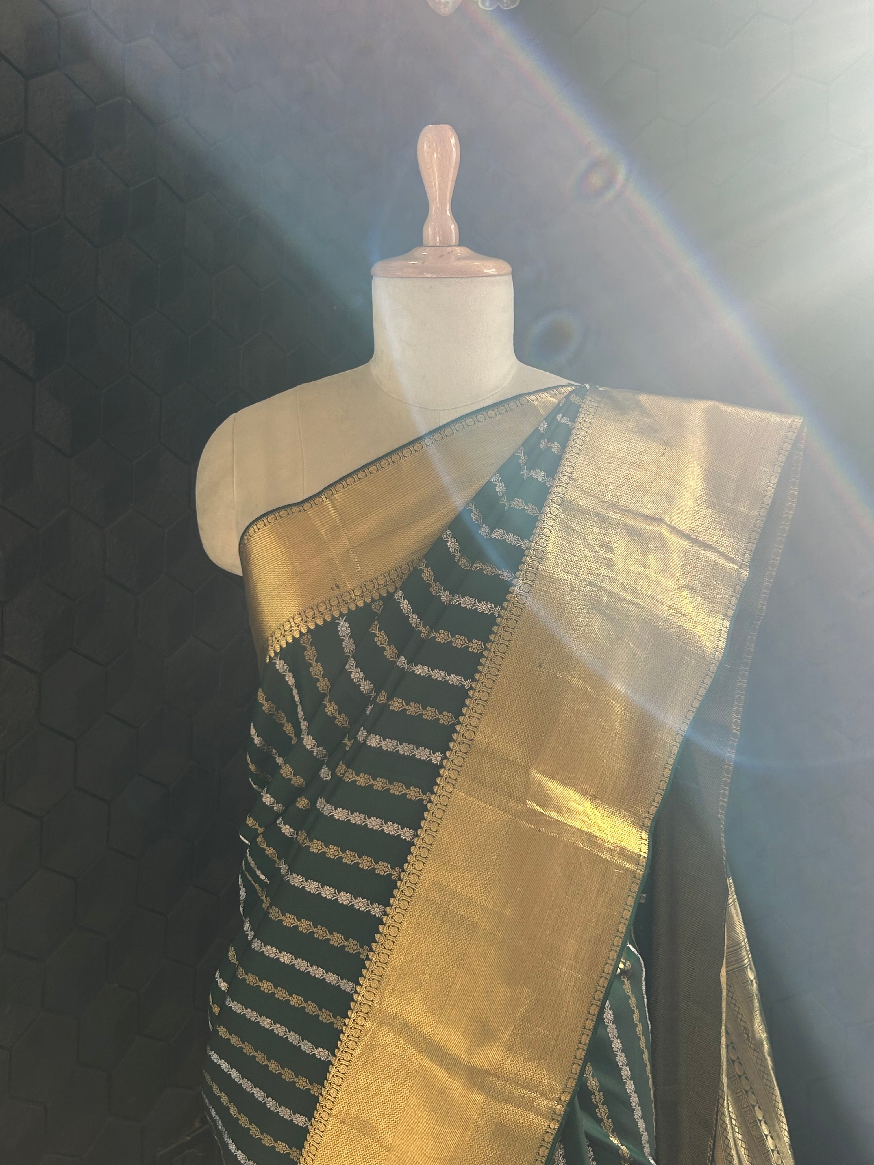 Bottle Green Silk Saree
