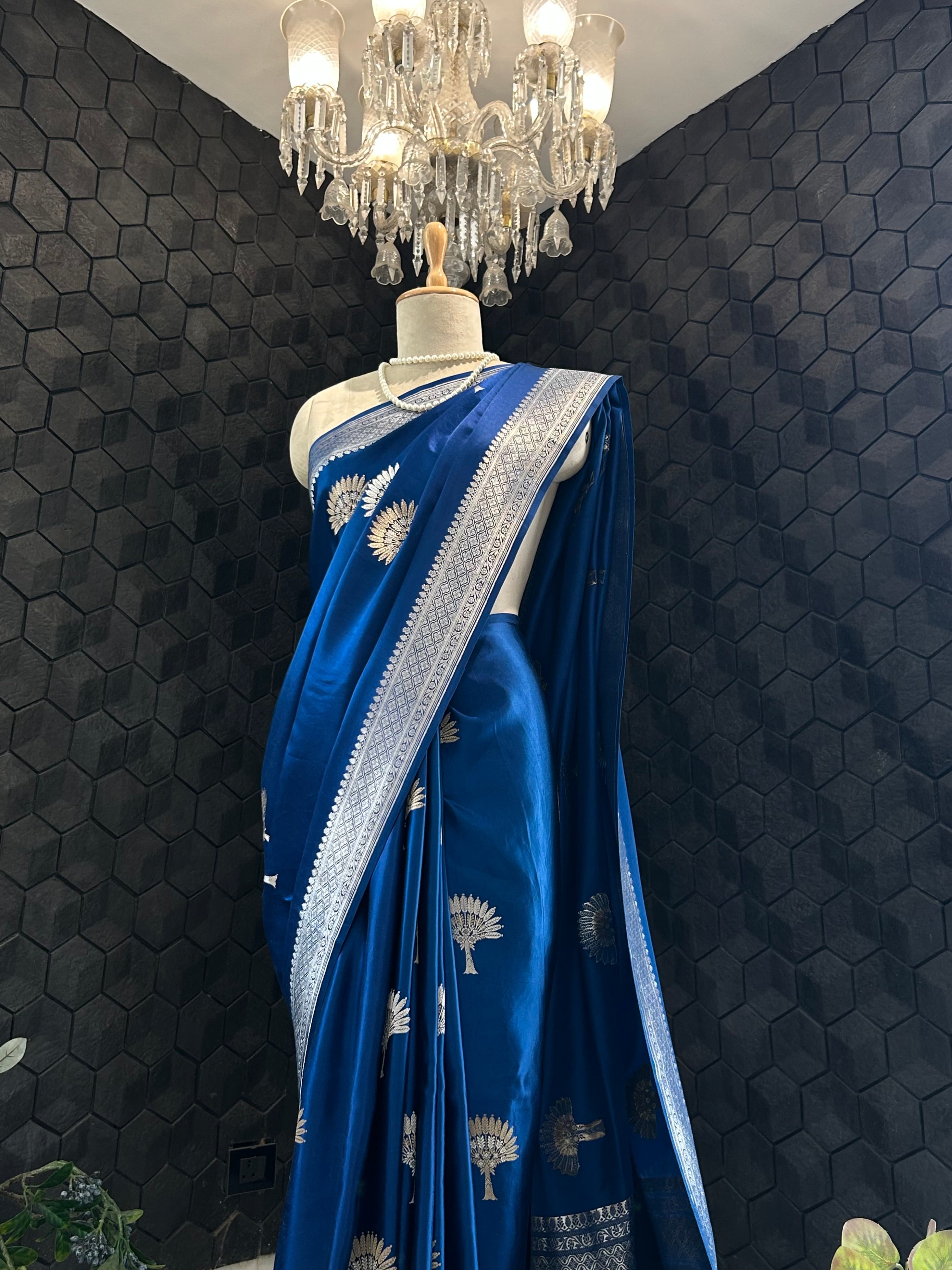 Royal Blue Satin Saree