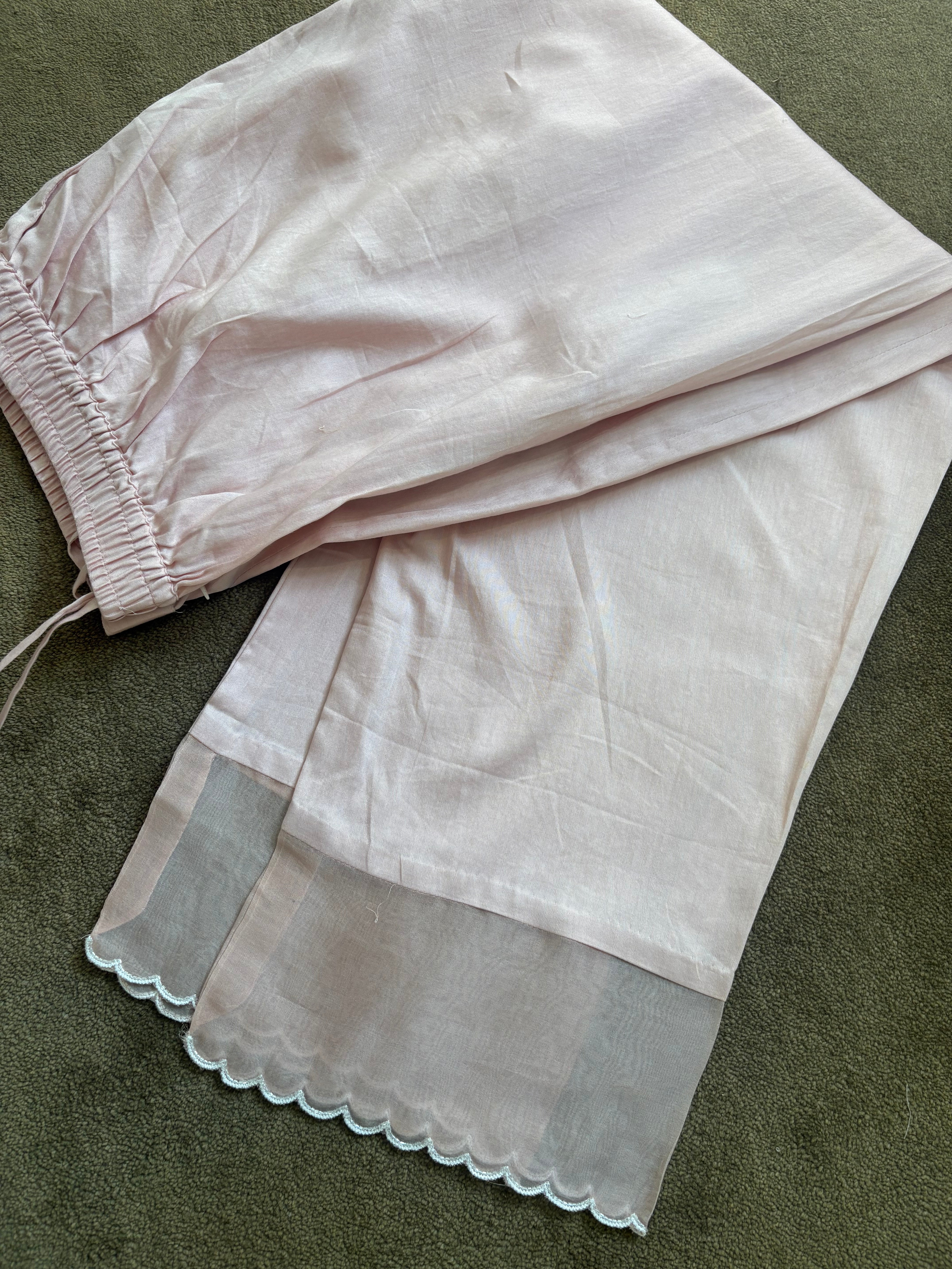 Pink Ombre Chanderi Chikankari Suit Set