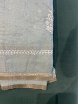 Mint Green Silver Tissue Chikankari Anarkali Set