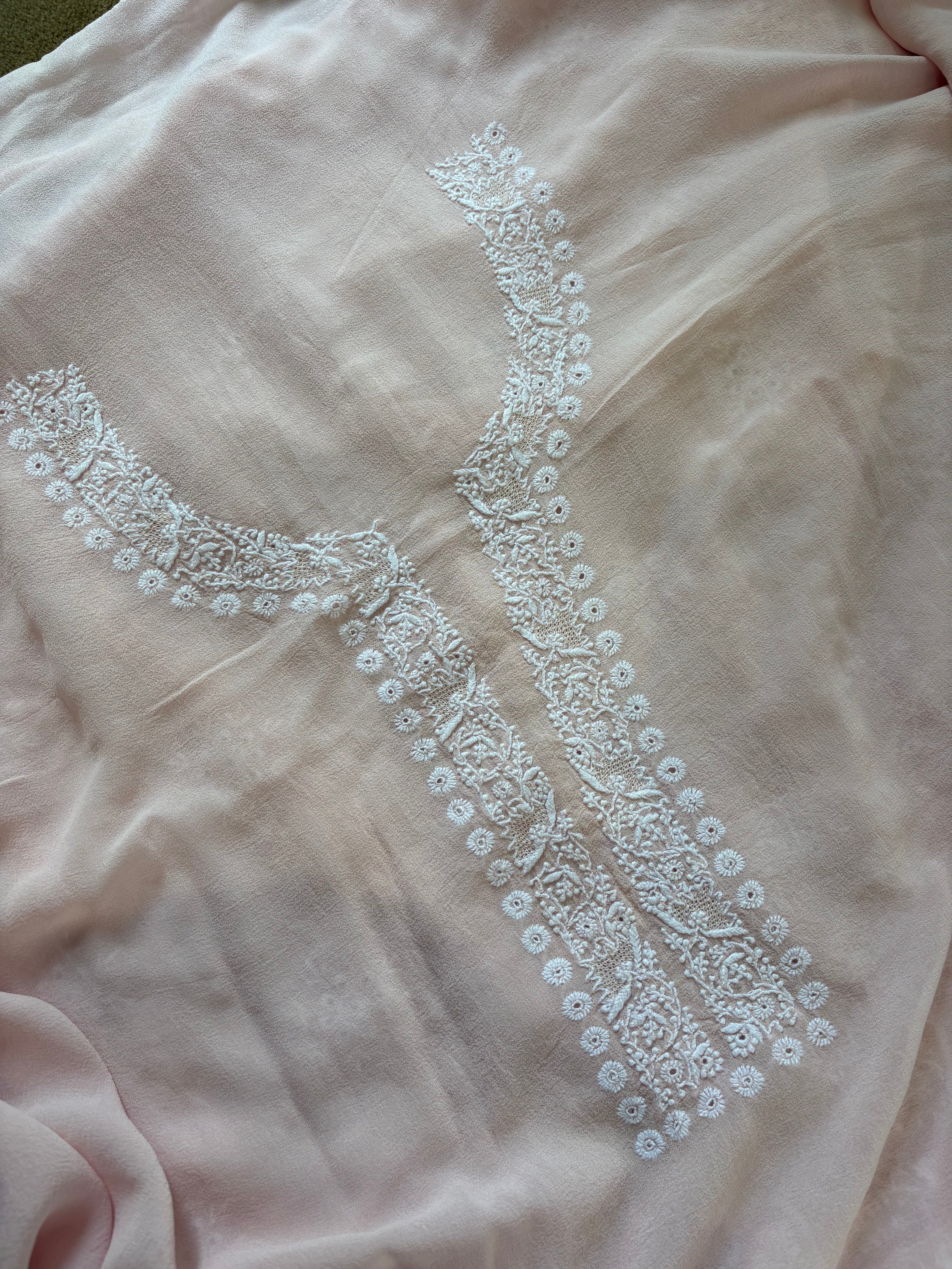 Pink Georgette Chikankari Kurta Set