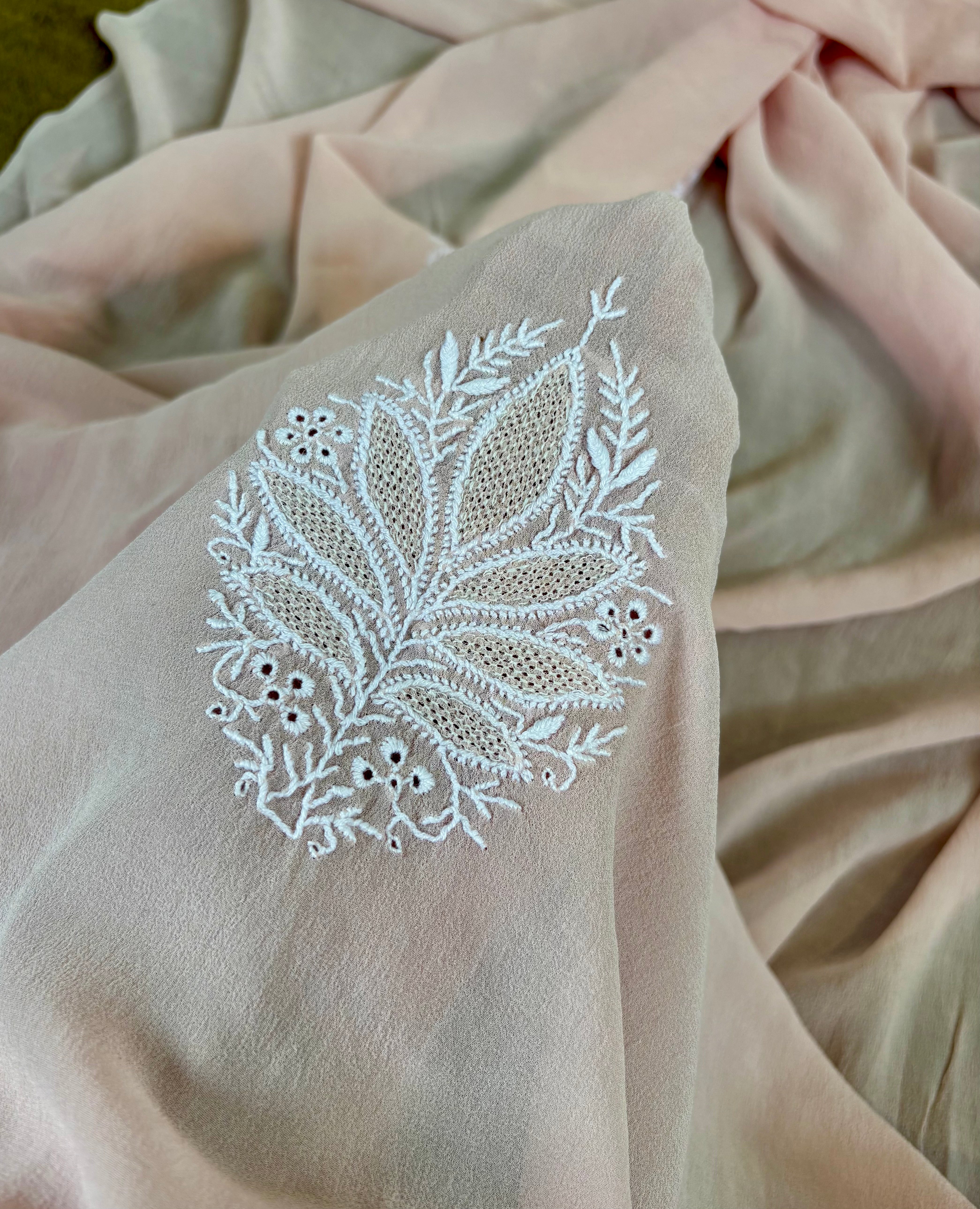 Pink Georgette Chikankari Kurta Set