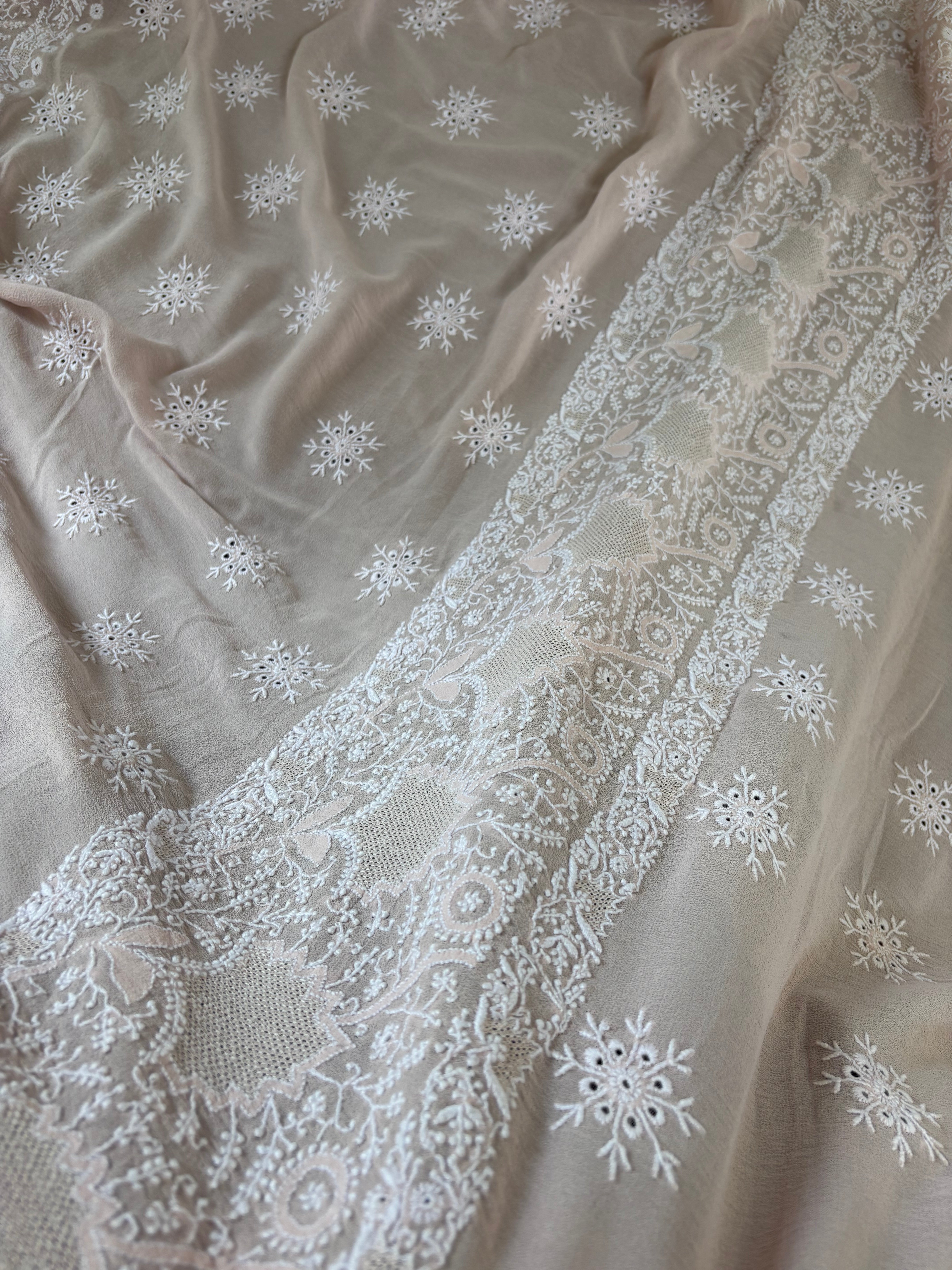 Pink Georgette Chikankari Kurta Set