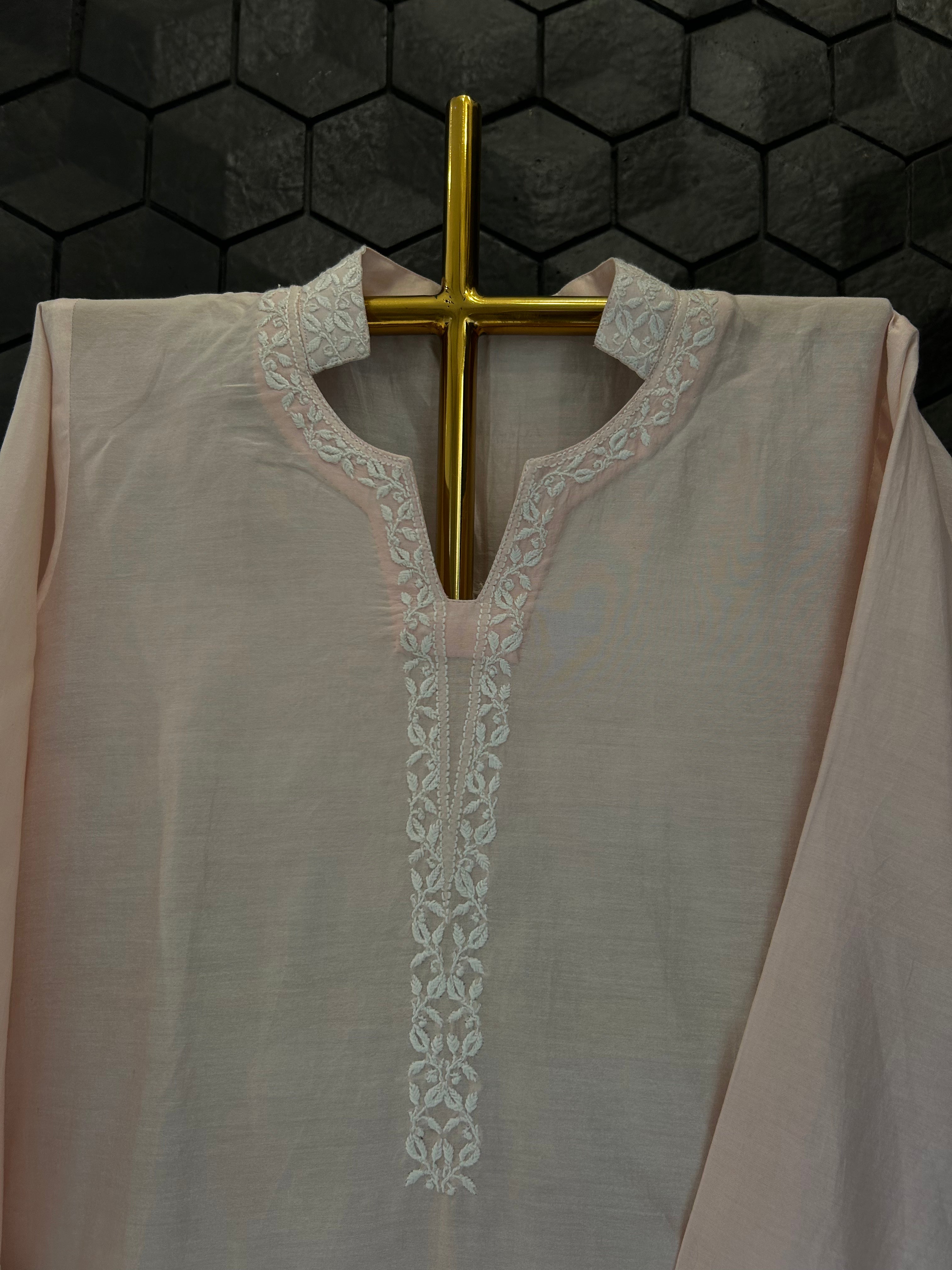 Pink Chanderi Chikankari Co-ord Set