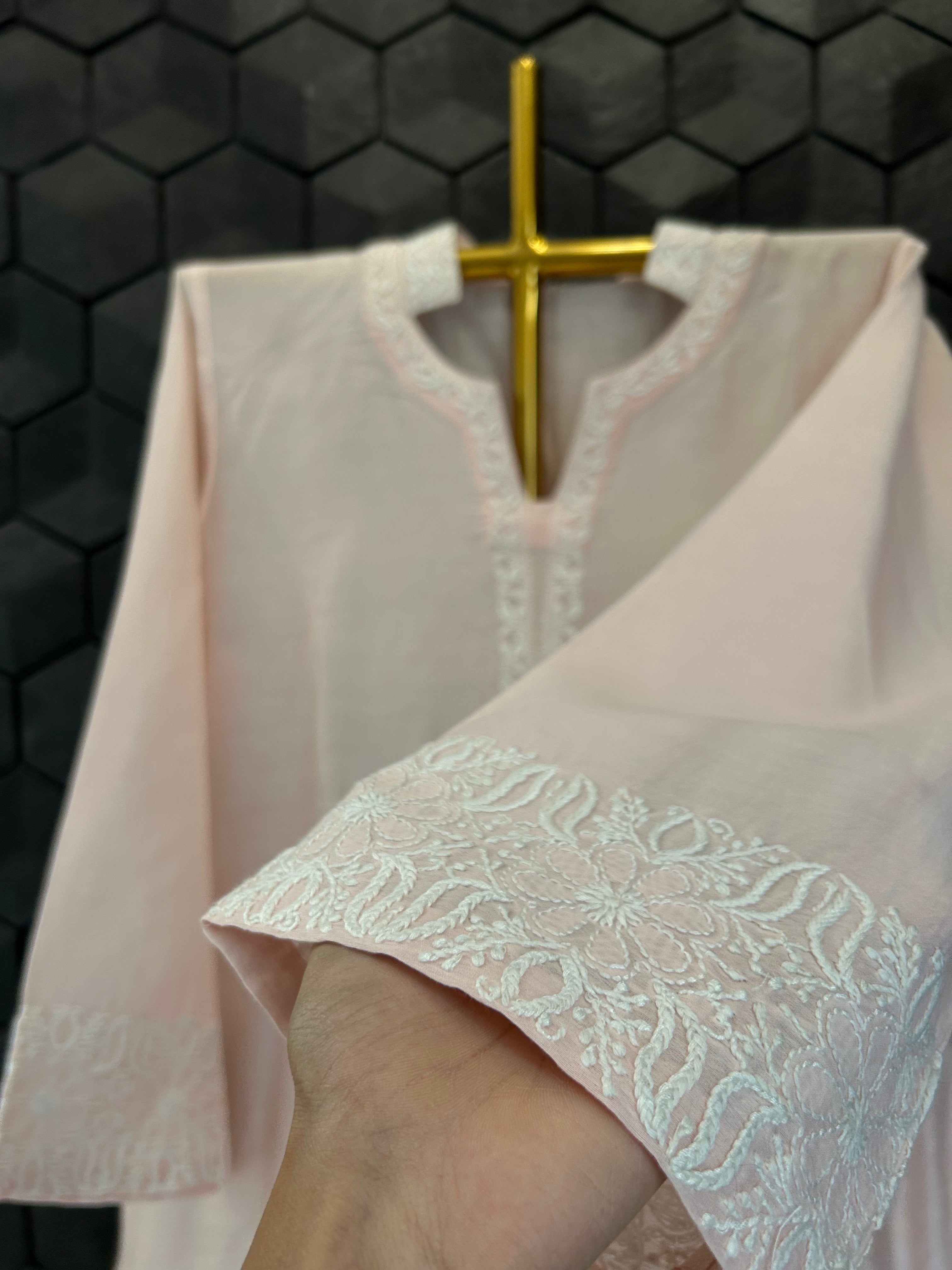 Pink Chanderi Chikankari Co-ord Set