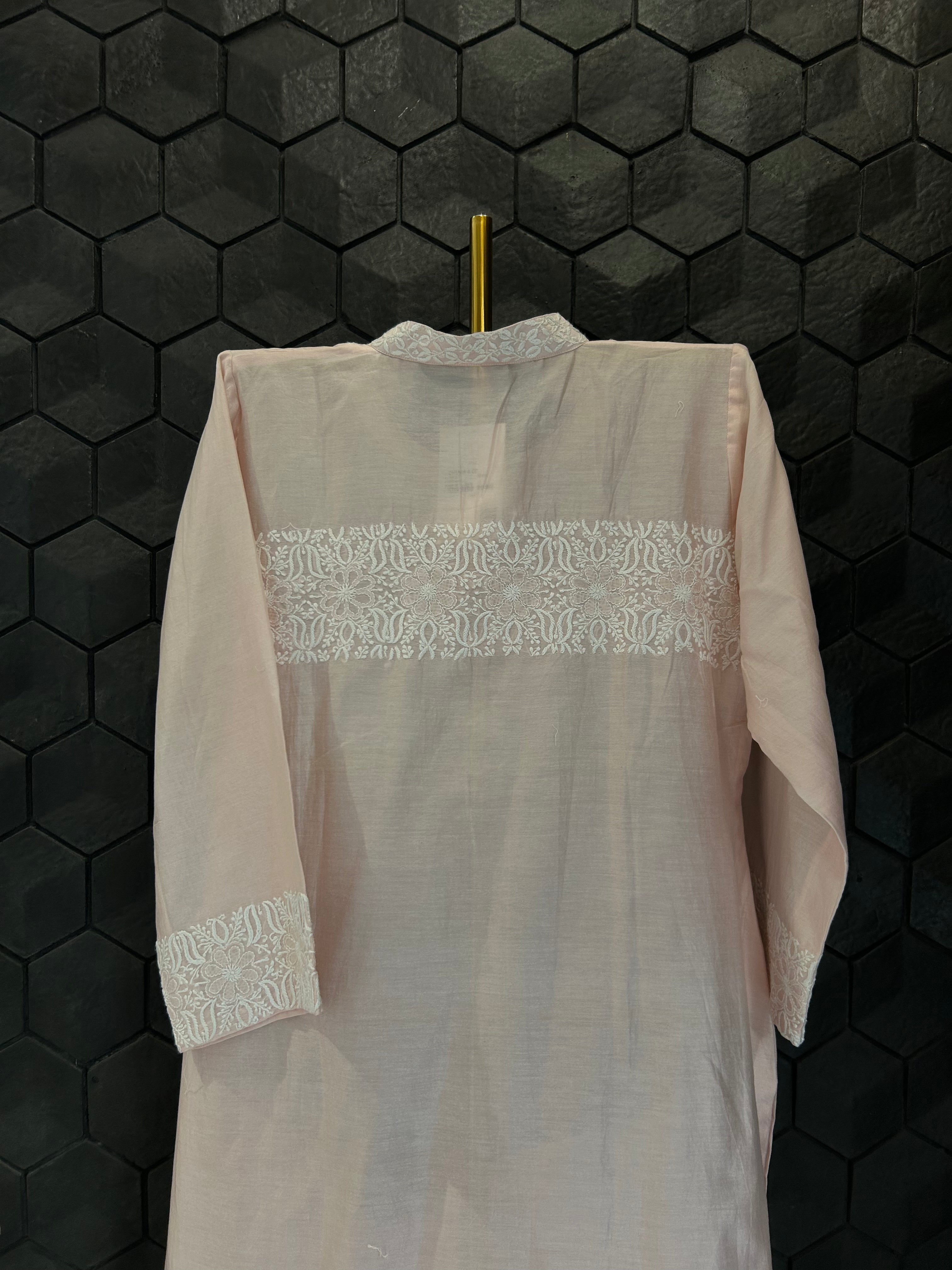 Pink Chanderi Chikankari Co-ord Set