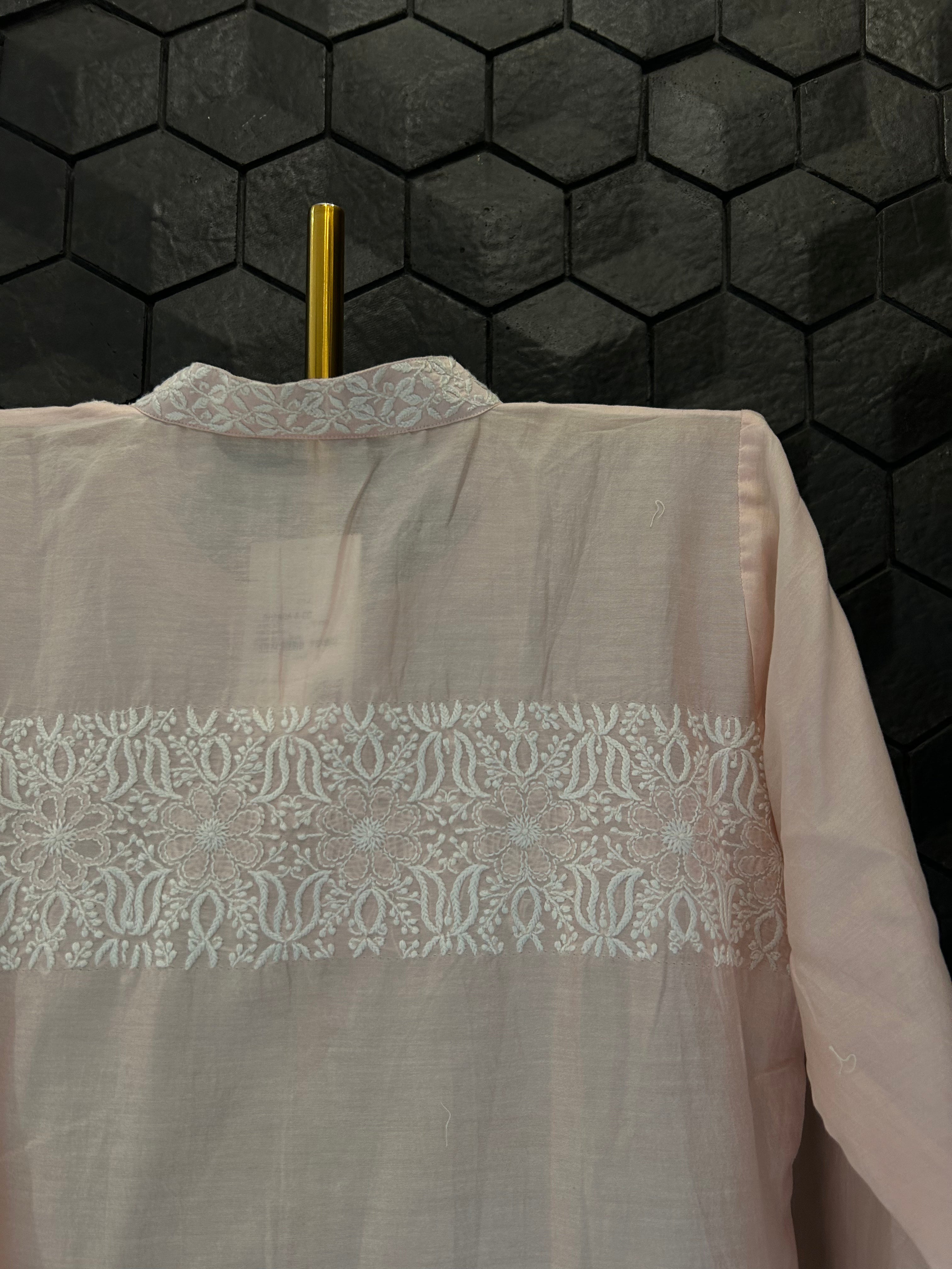 Pink Chanderi Chikankari Co-ord Set