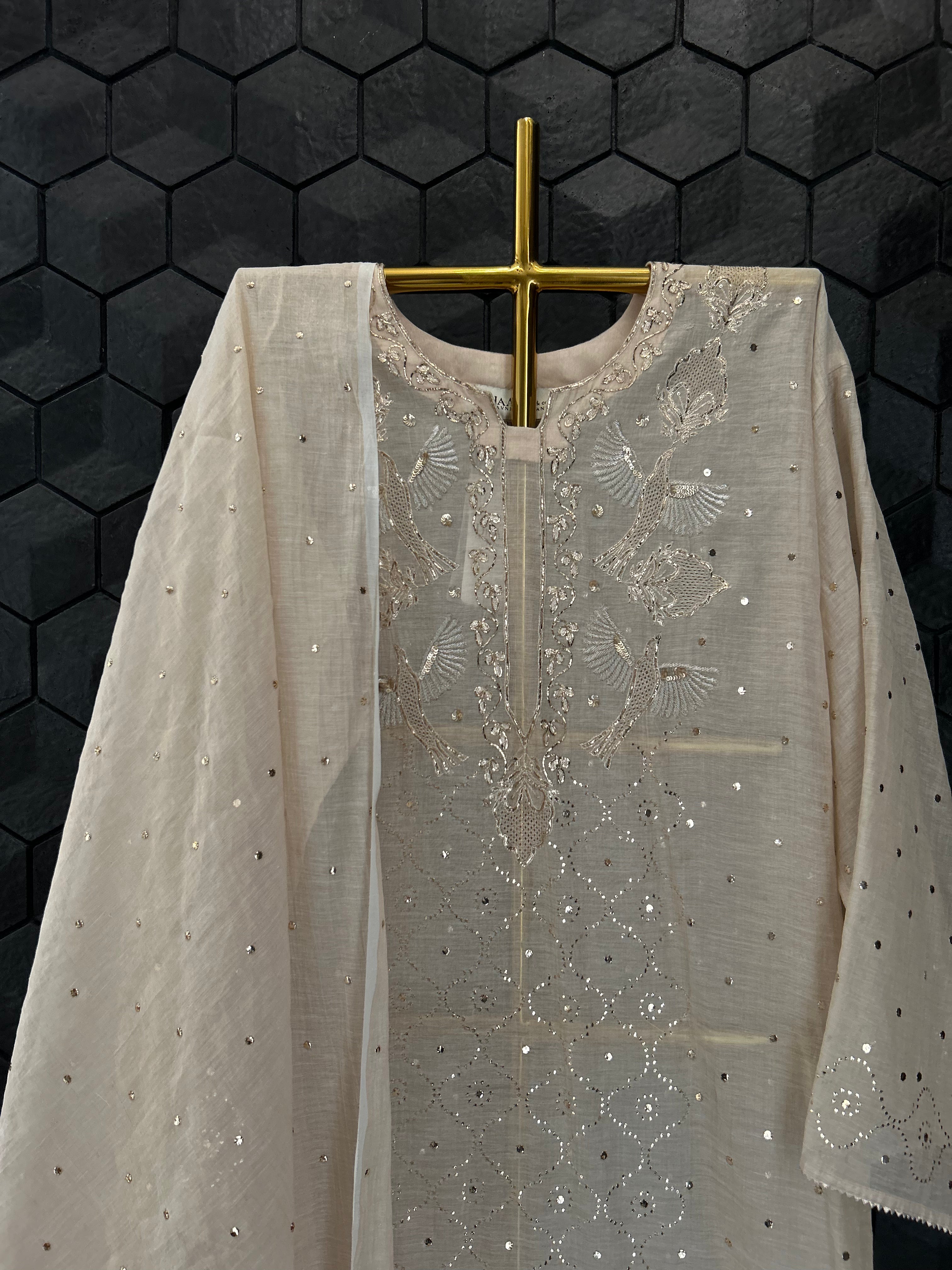 Golden Tissue Mukaish Kurta Set