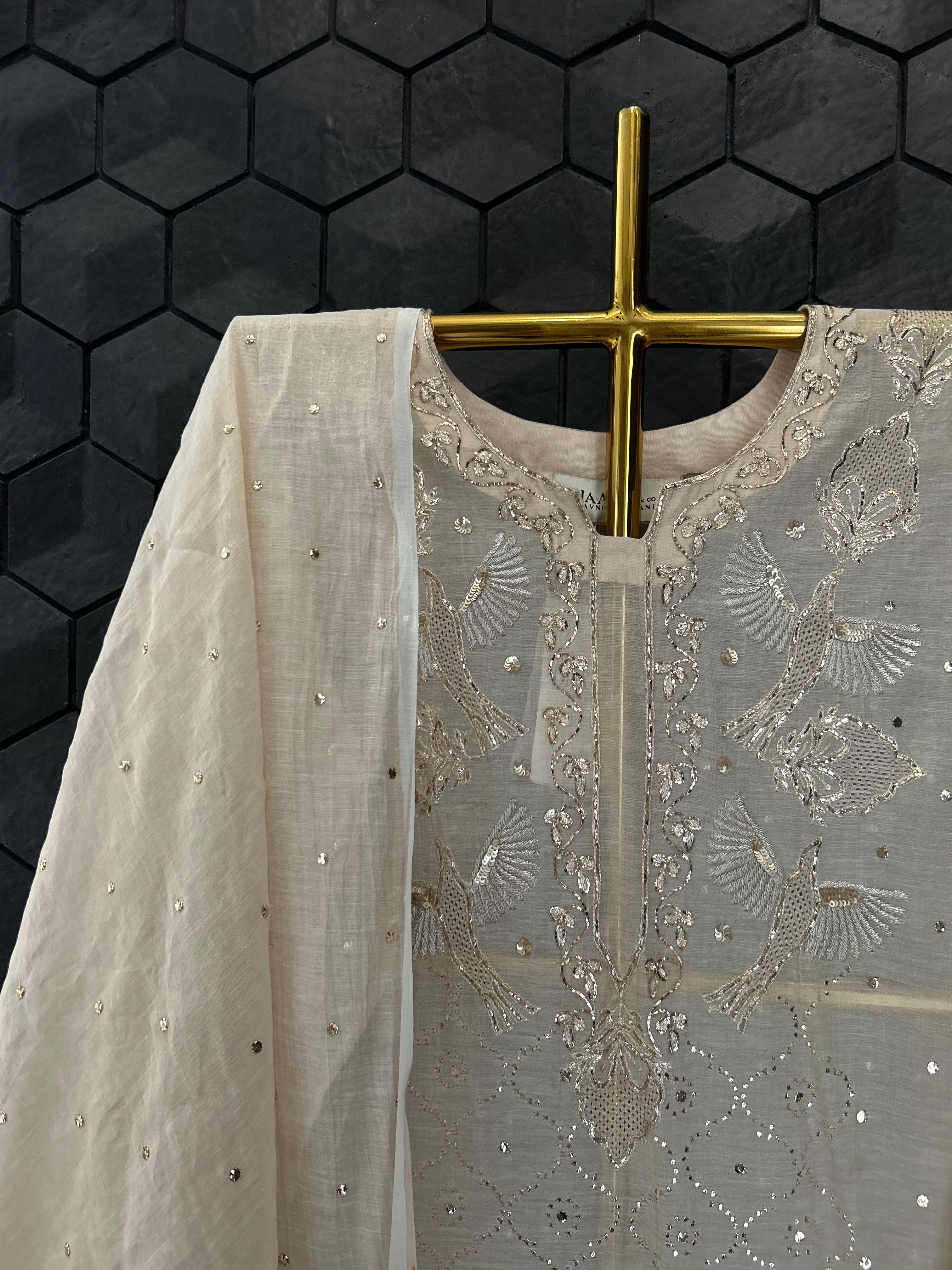 Golden Tissue Mukaish Kurta Set