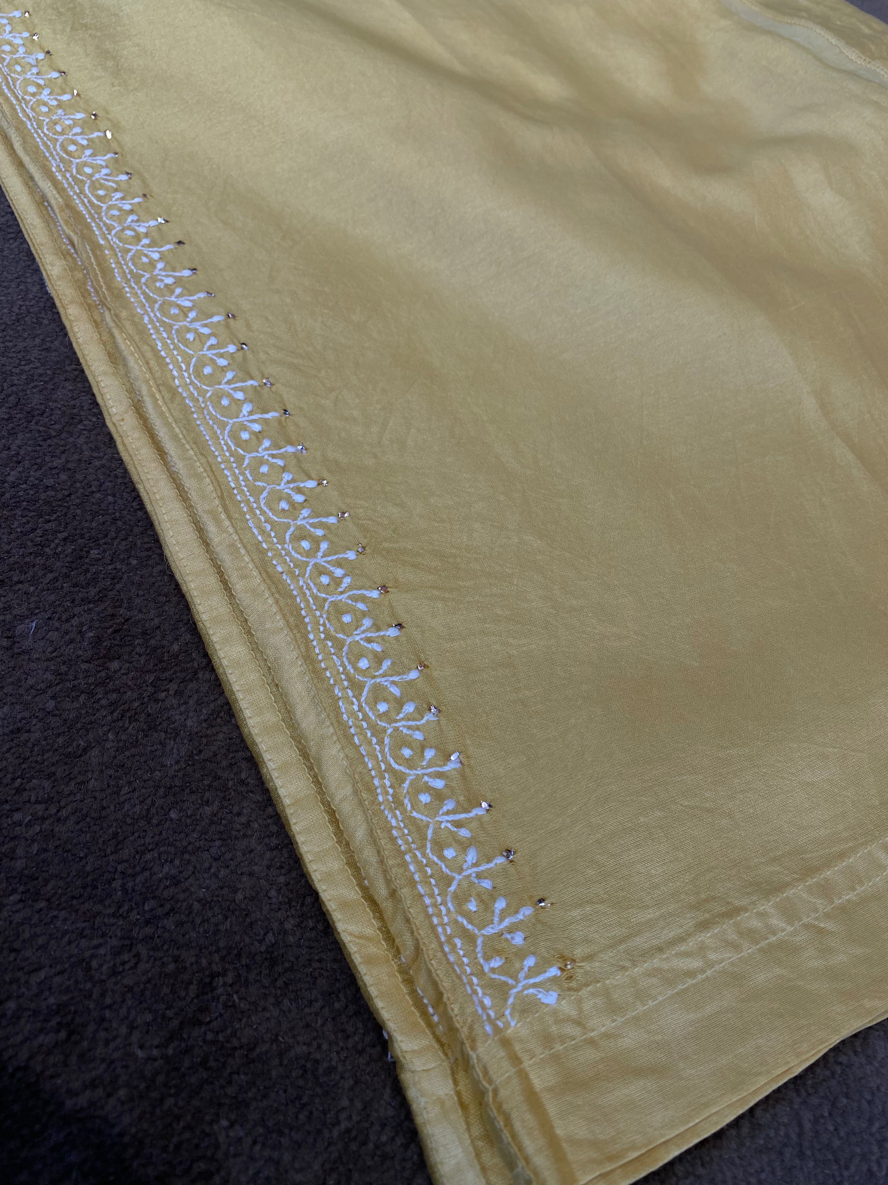 Yellow Ombre Chanderi Chikankari Mukaish Co-ord Set