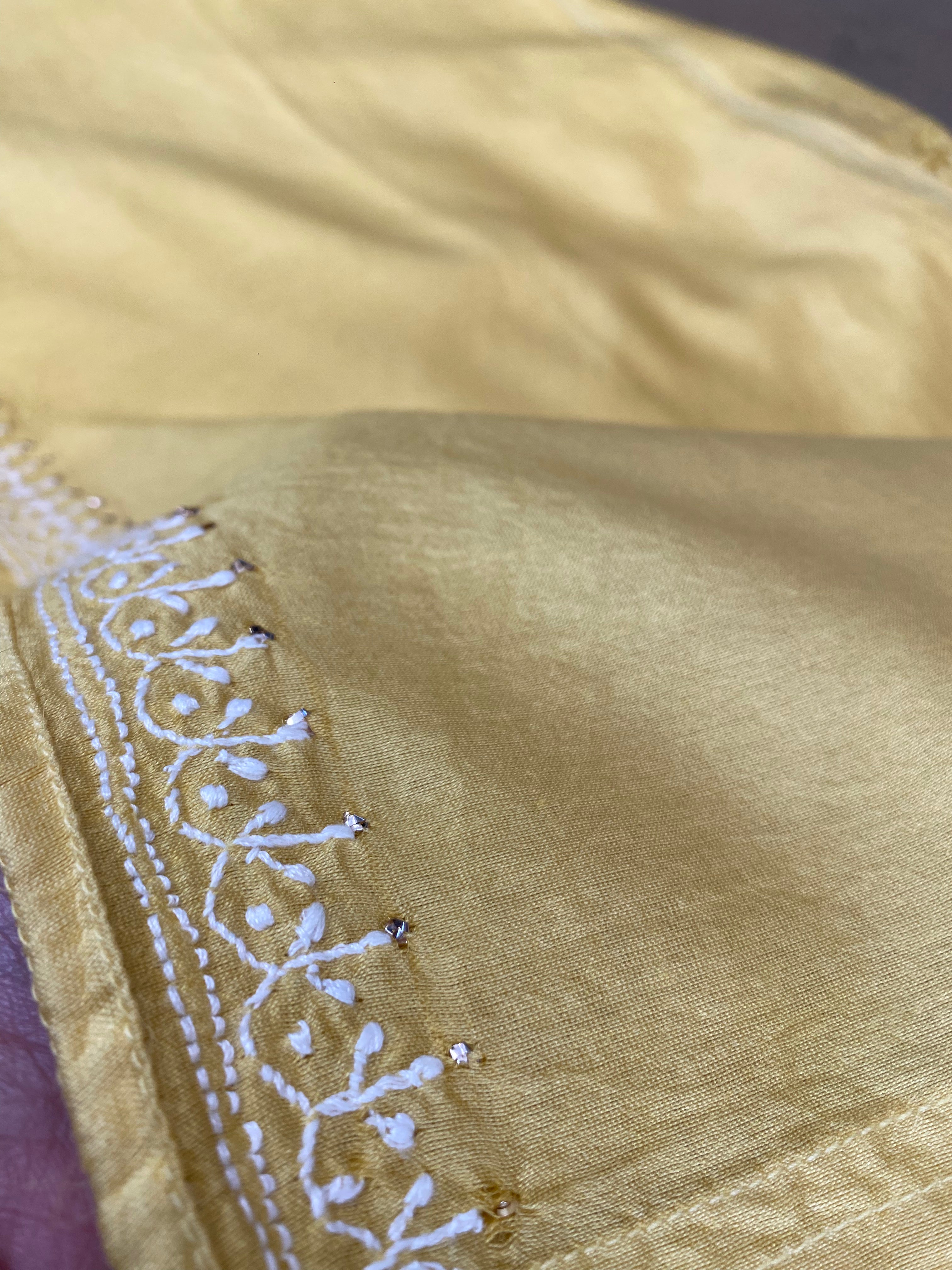 Yellow Ombre Chanderi Chikankari Mukaish Co-ord Set