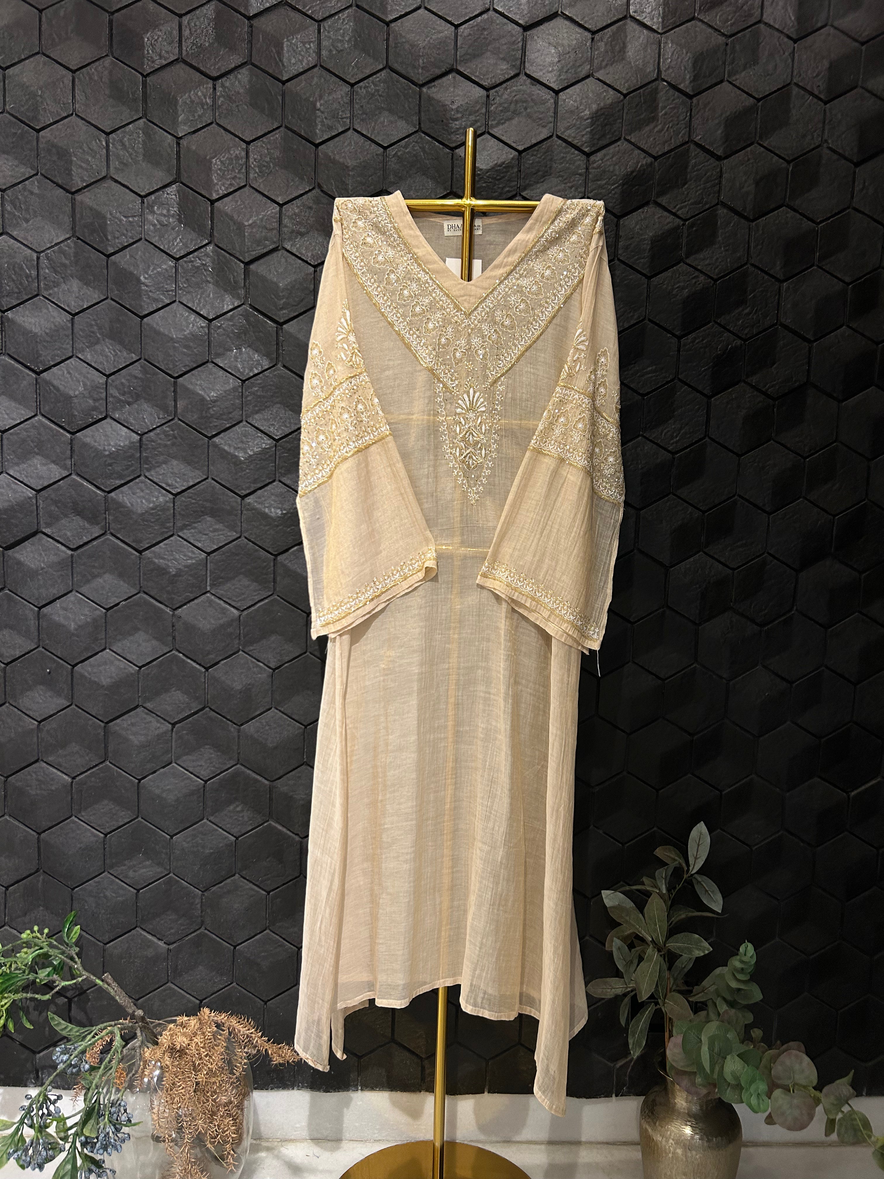 Golden Tissue Chikankari Co-ord Set