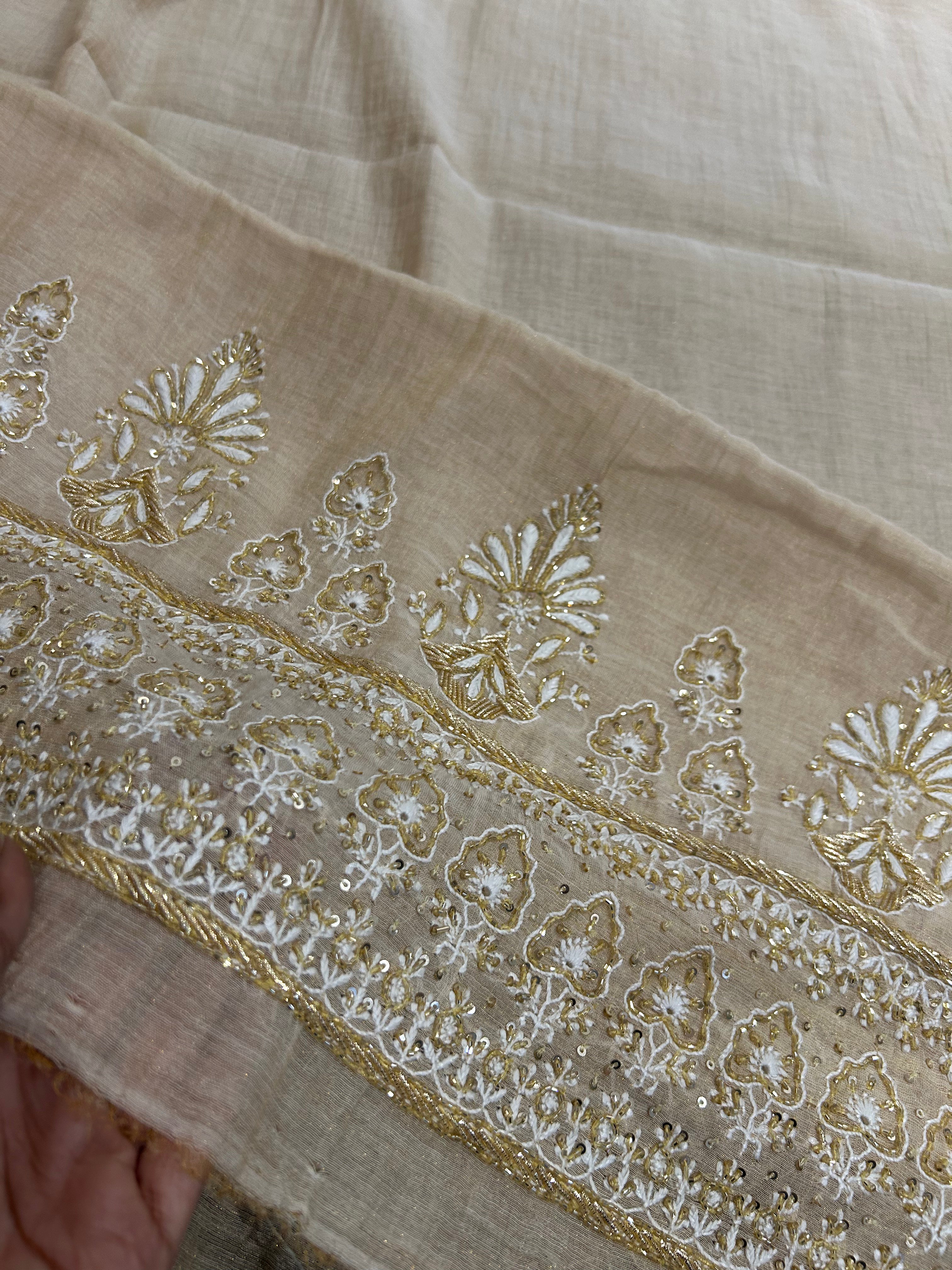 Golden Tissue Chikankari Co-ord Set