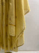 Yellow tissue chikankari kurta set