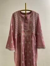 Onion pink chanderi chikankari kurta set