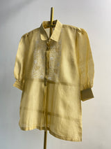 Gold Chanderi Chikankari Shirt