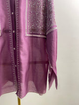 Purple Chanderi Chikankari Shirt