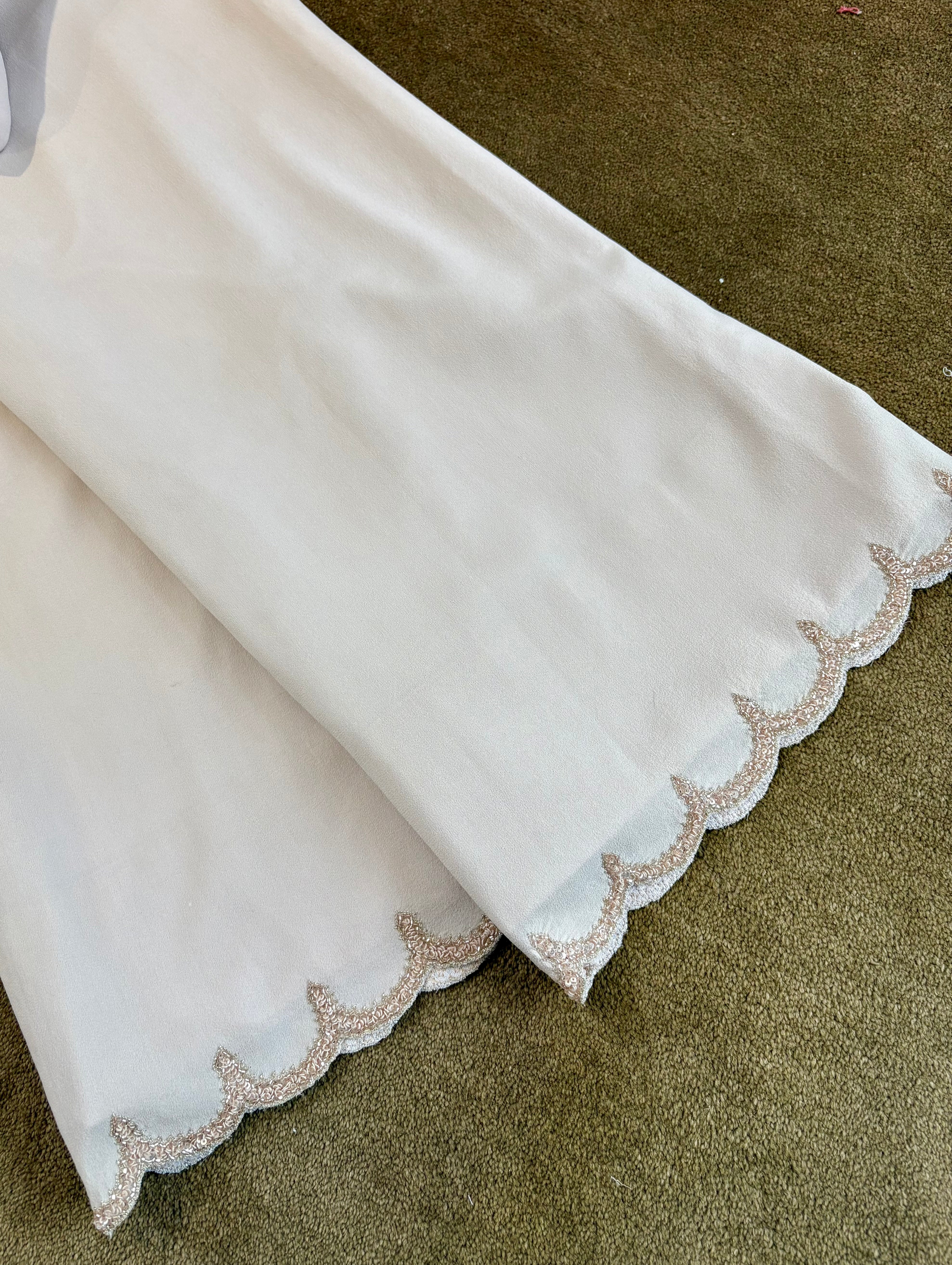 Ivory Georgette Chikankari Gillet Set