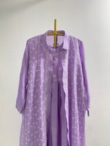 Lilac Chanderi Chikankari Cape Dress