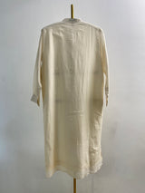 Off White Chanderi Chikankari Stripped Kurta
