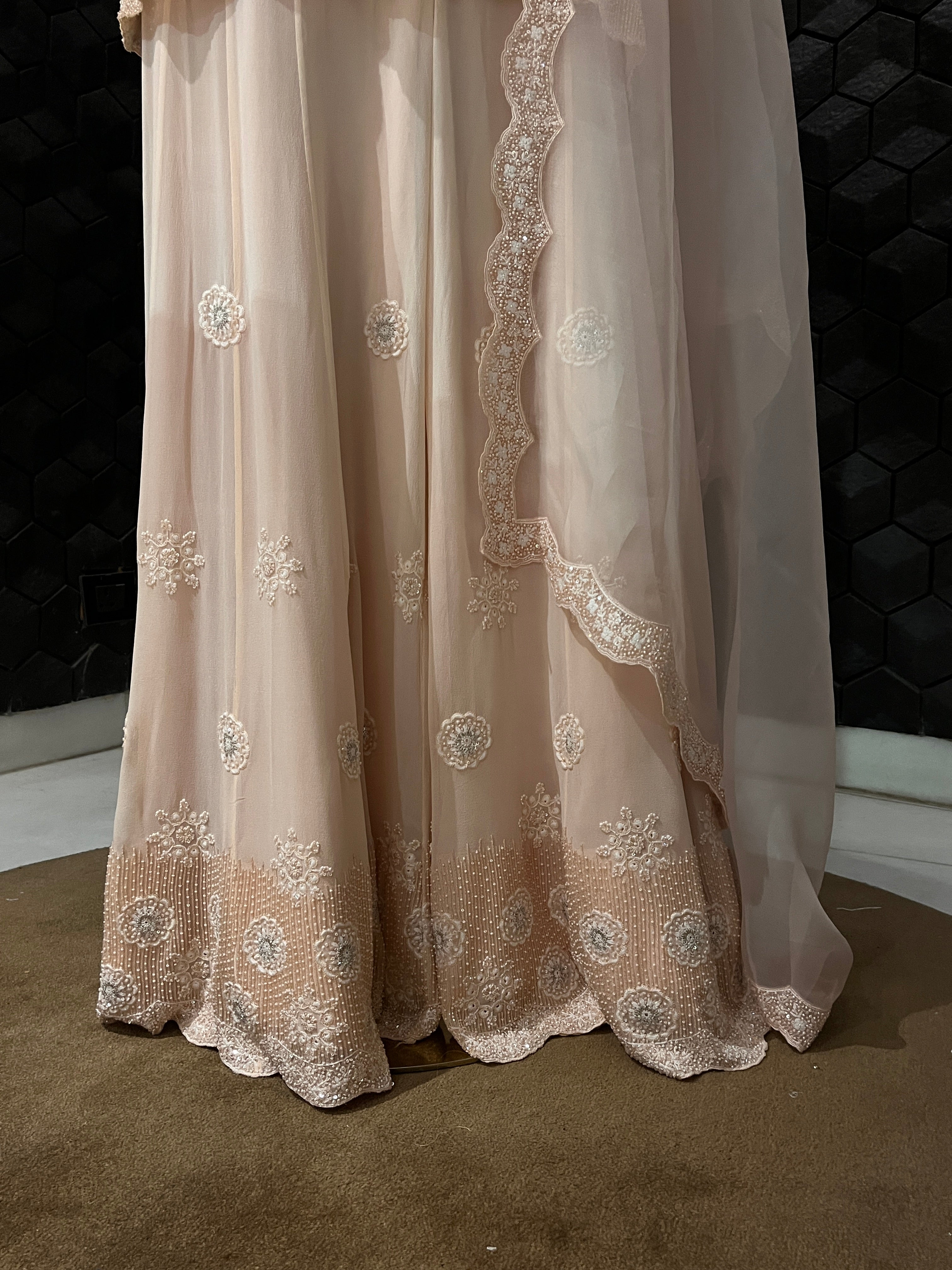 Peach Georgette Floral Sharara Set