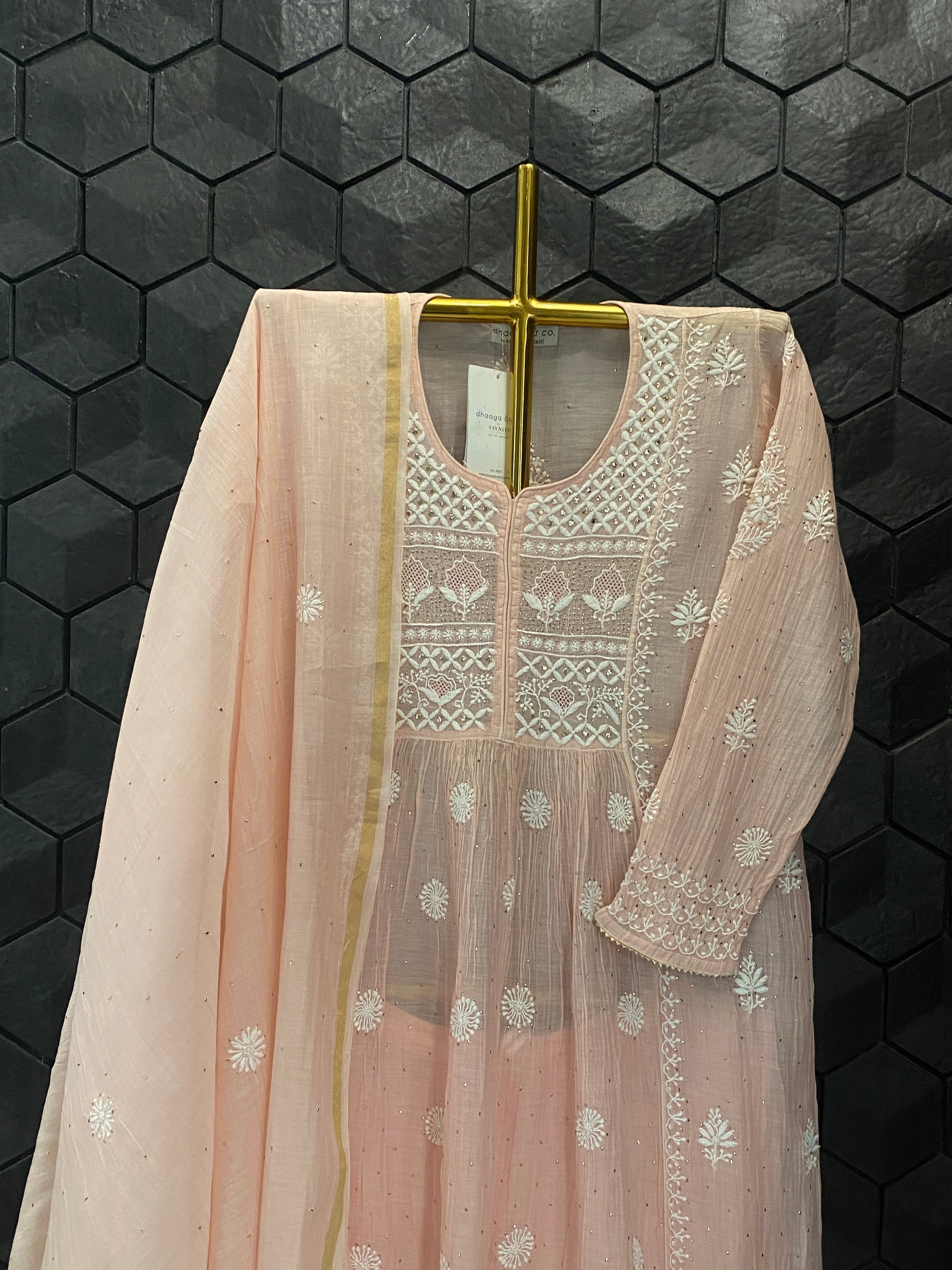 Pink Mul Chanderi Chikankari Sharara Set