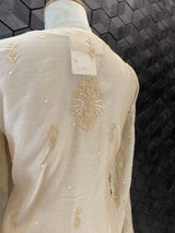 Natural Gold Tissue chikankari Kurta set