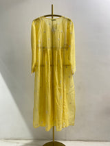 Yellow Chanderi Chikankari A-Line Kurta Set