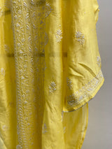 Yellow Golden Tissue Chikankari Kurta Set