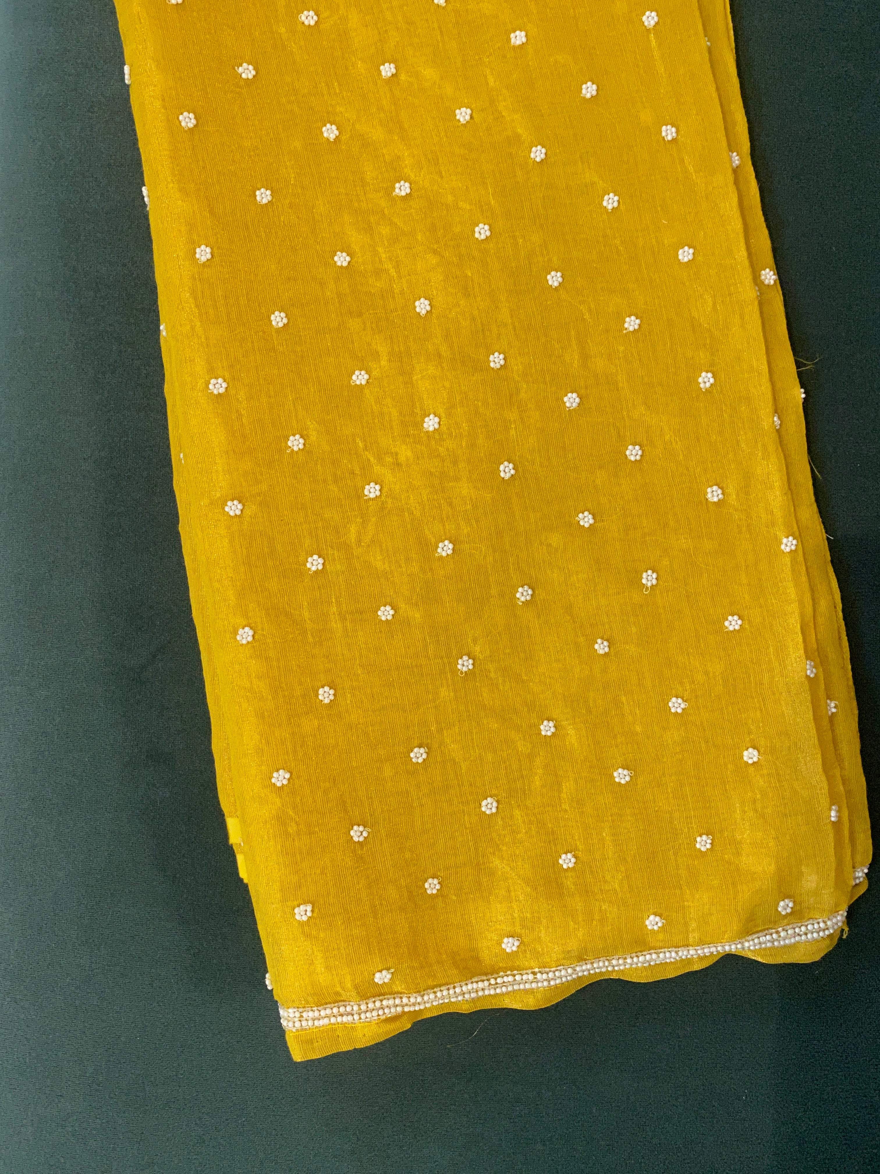 Yellow Tissue Chikankari Anarkali Set