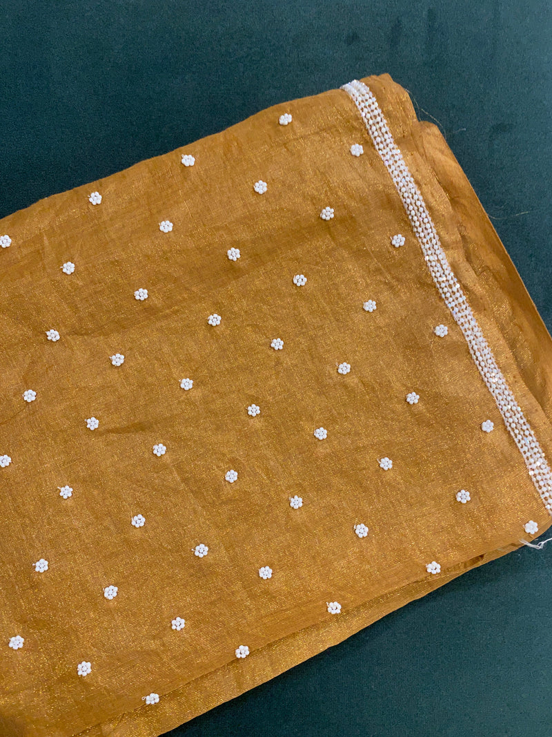 Mustard Tissue Chikankari Anarkali Set