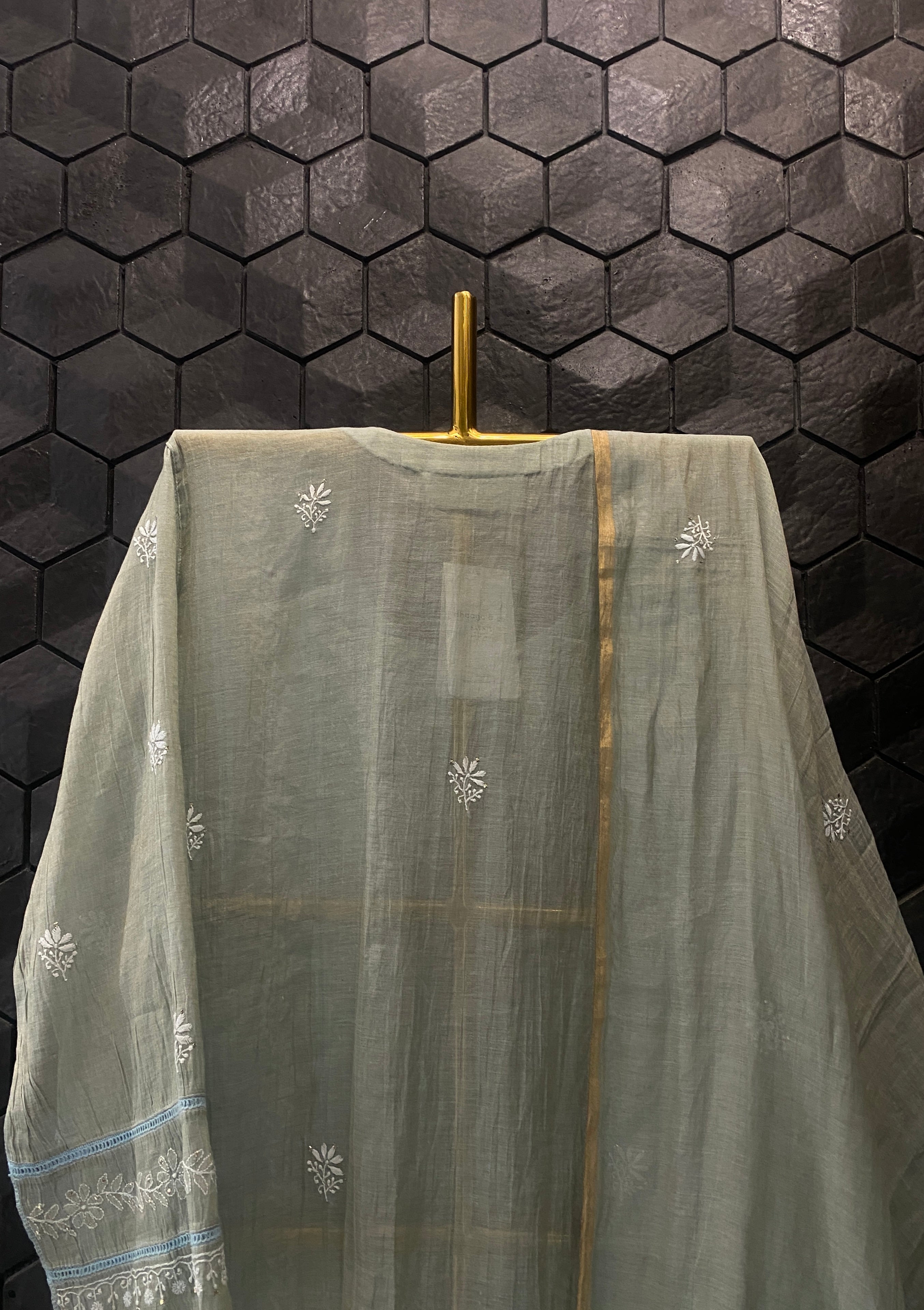 Mint Green tissue chikankari kurta