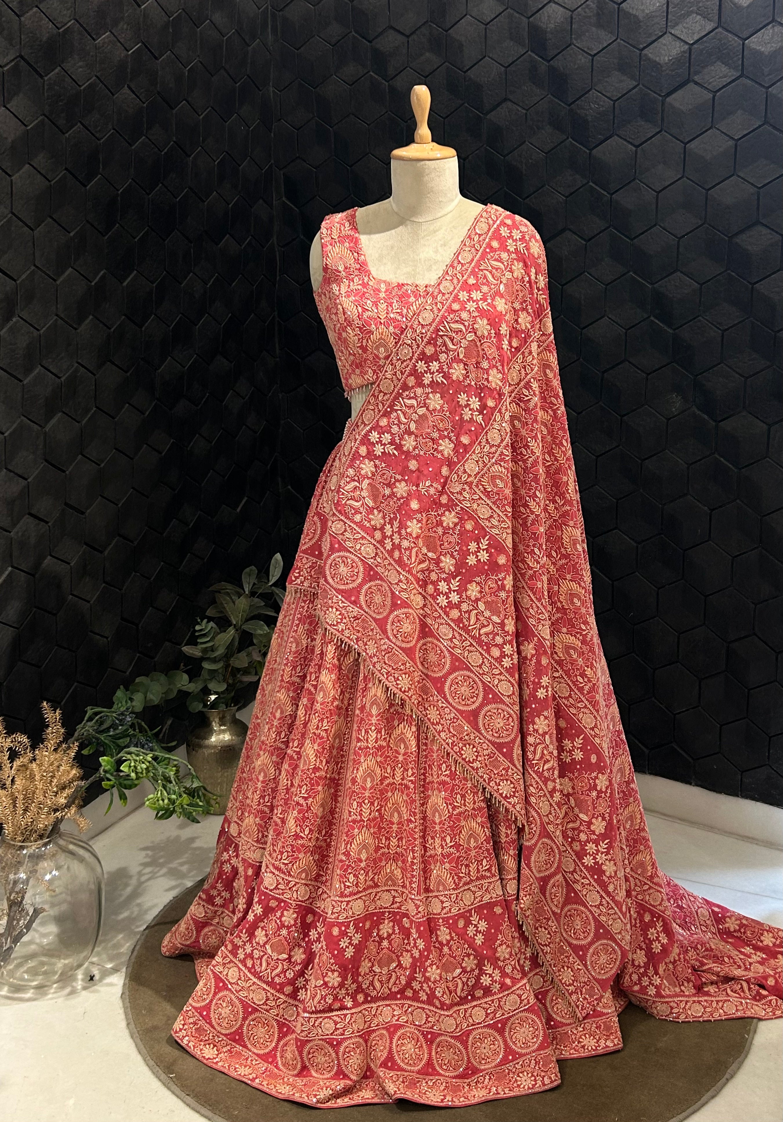 GEORGETTE DO-TAAR CHIKANKARI PREMIUM LEHENGA SET WITH EMBELLISHMENT