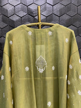 Green Golden Tissue Chikankari Kurta Set