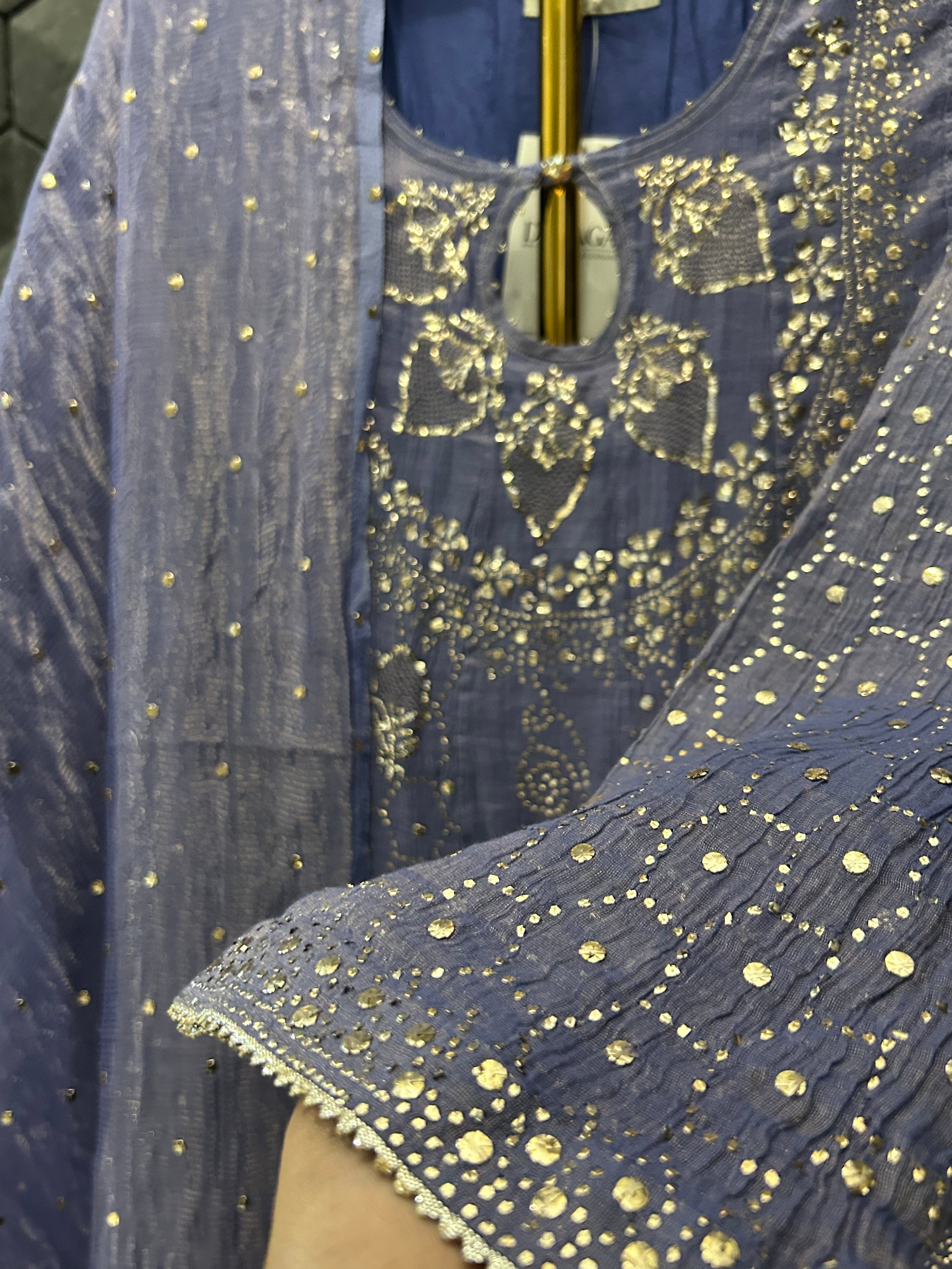 Purple Tissue Mukaish Suit Set