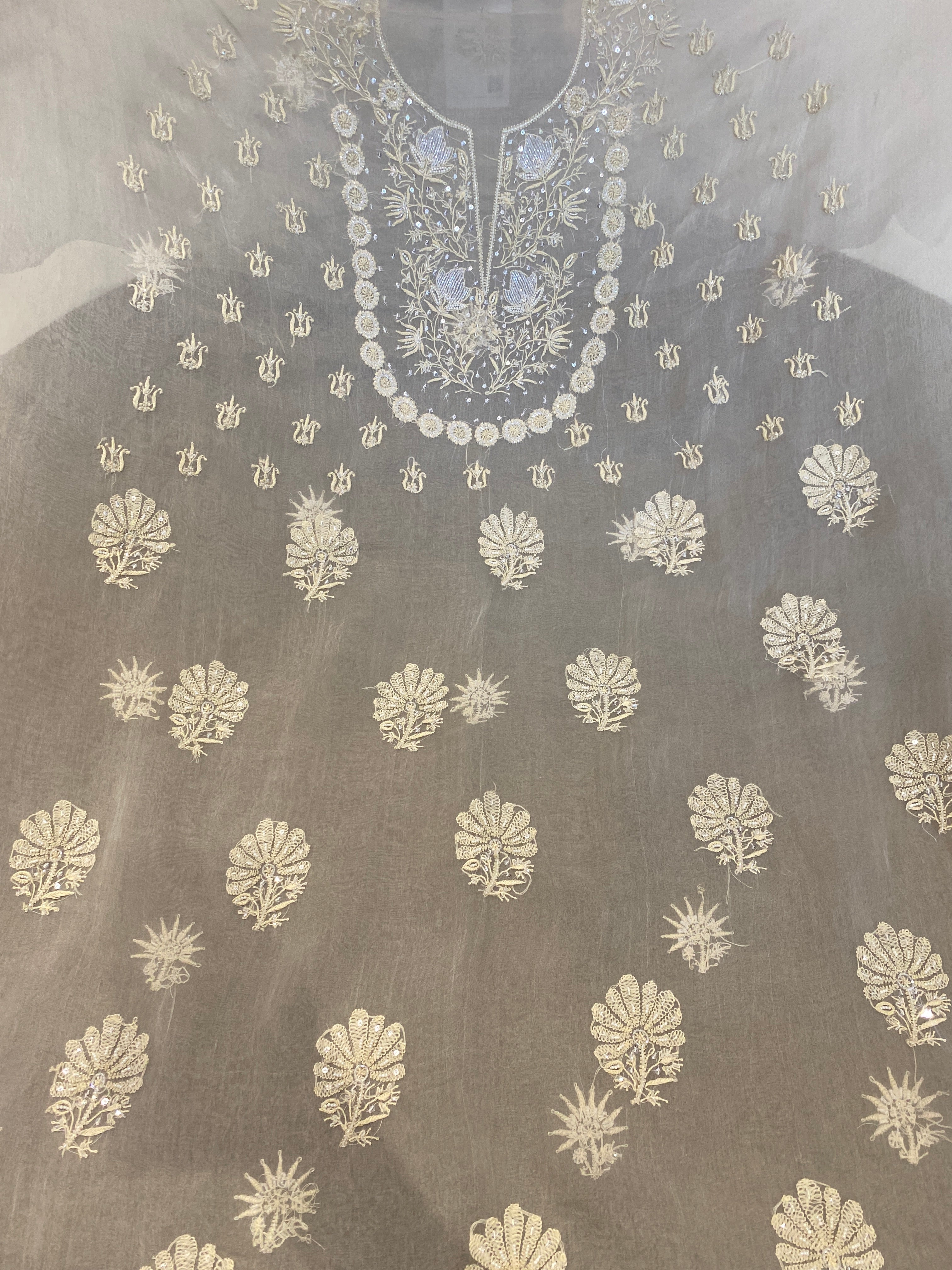 Pure organza chikankari kurta set