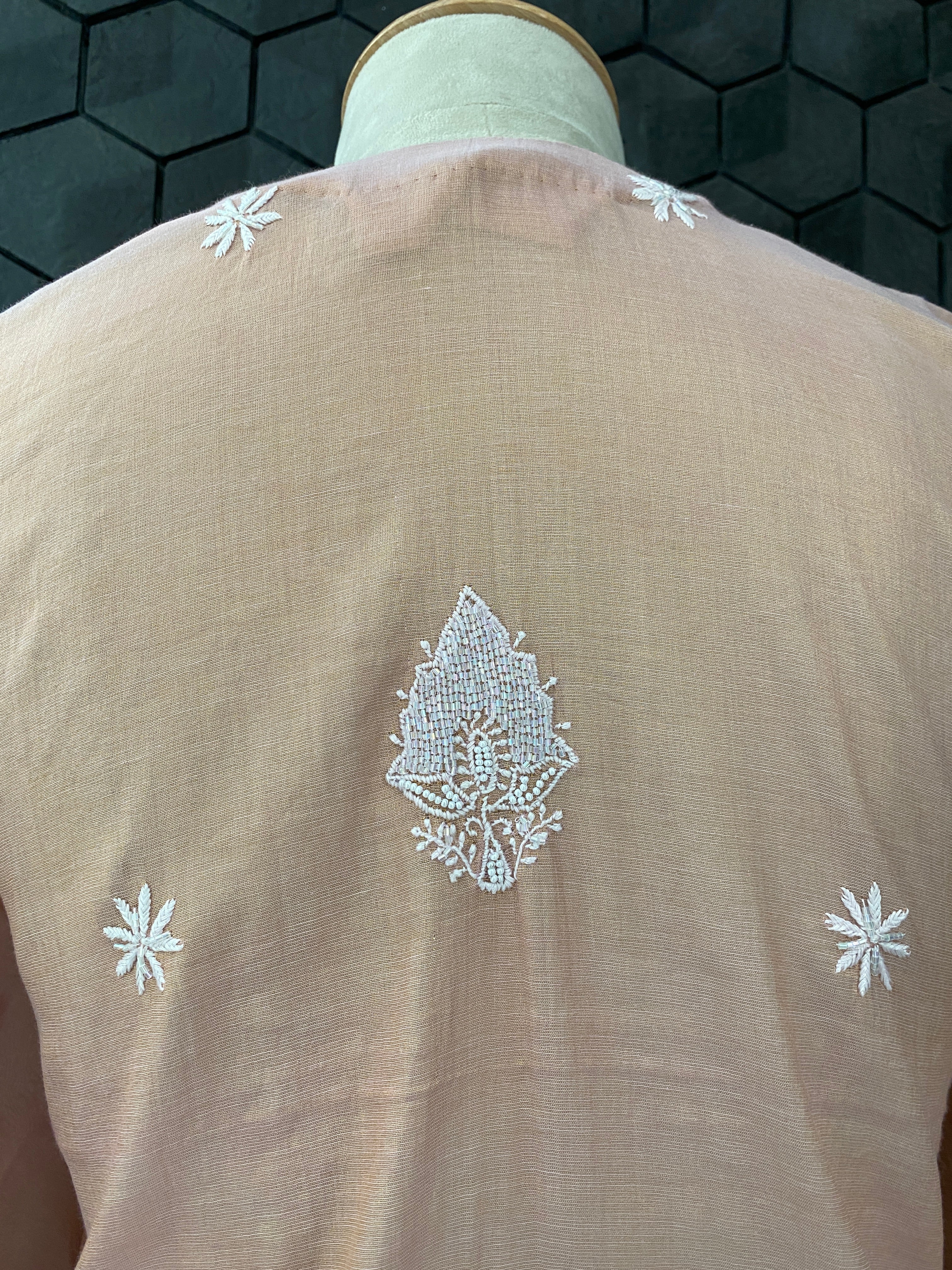 Pink Golden Tissue Chikankari Straight Kurta Set