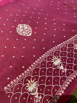 Magenta Organza Chikankari Suit Set
