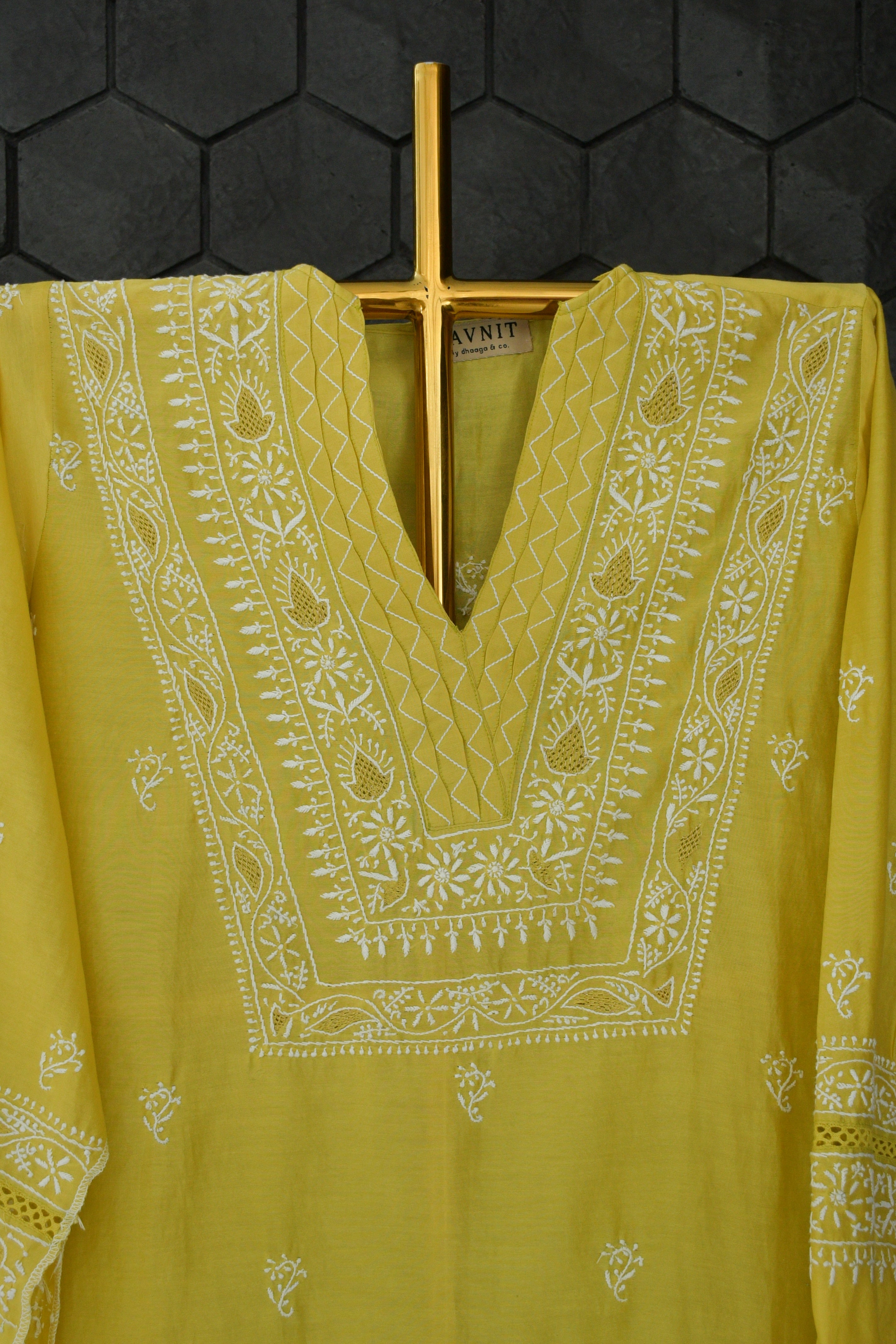 Lemon Yellow Chanderi Kurta Set