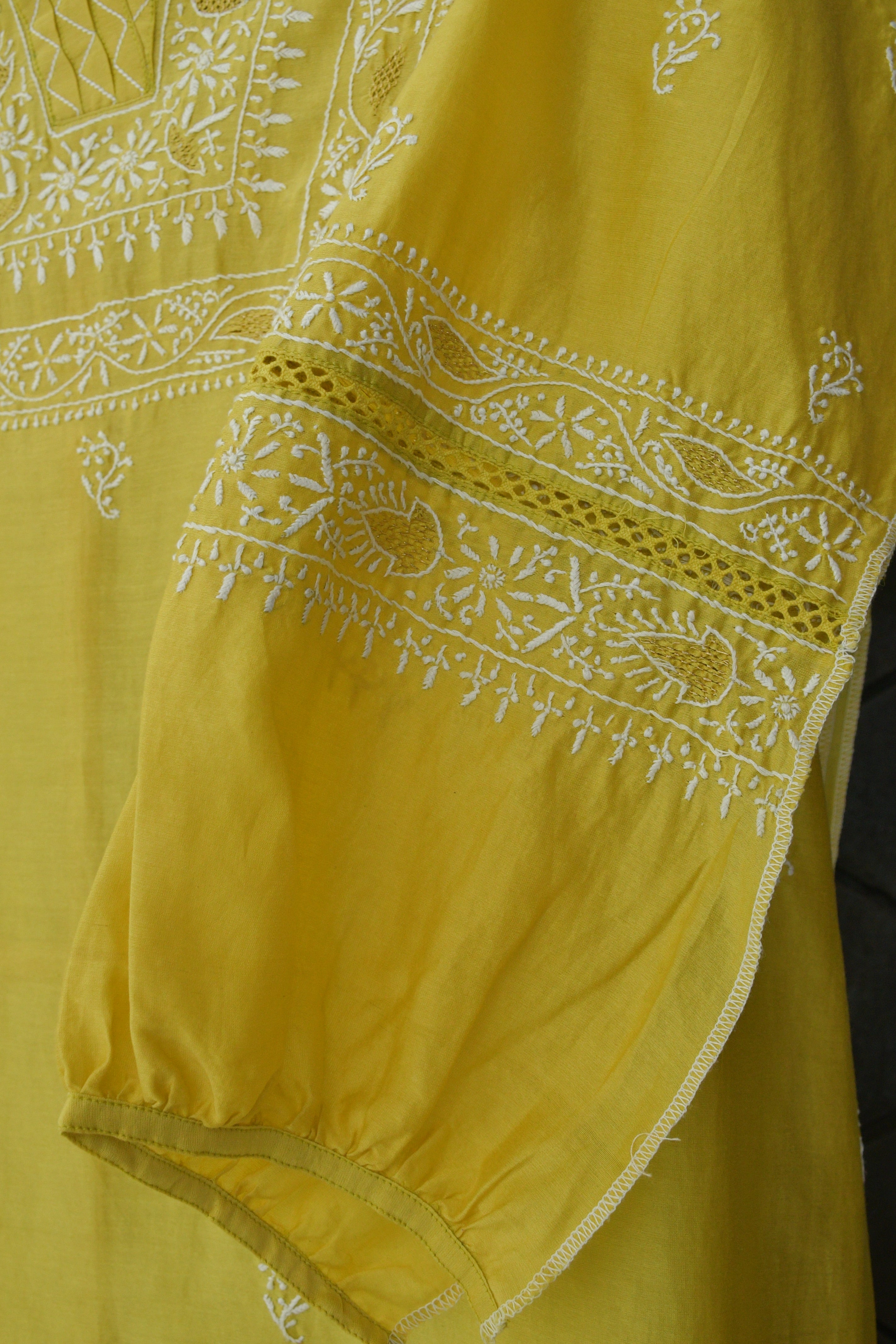 Lemon Yellow Chanderi Kurta Set