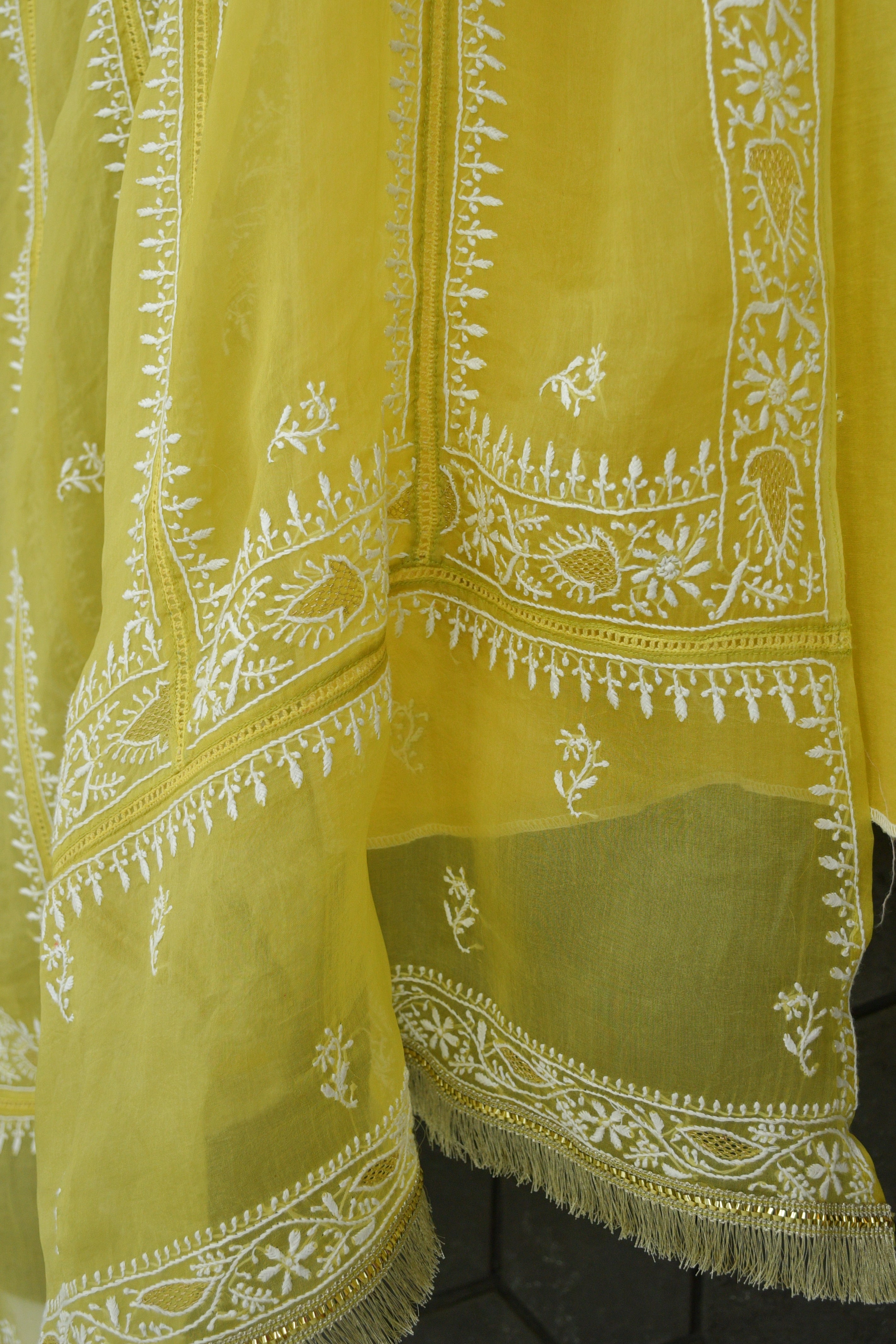 Lemon Yellow Chanderi Kurta Set