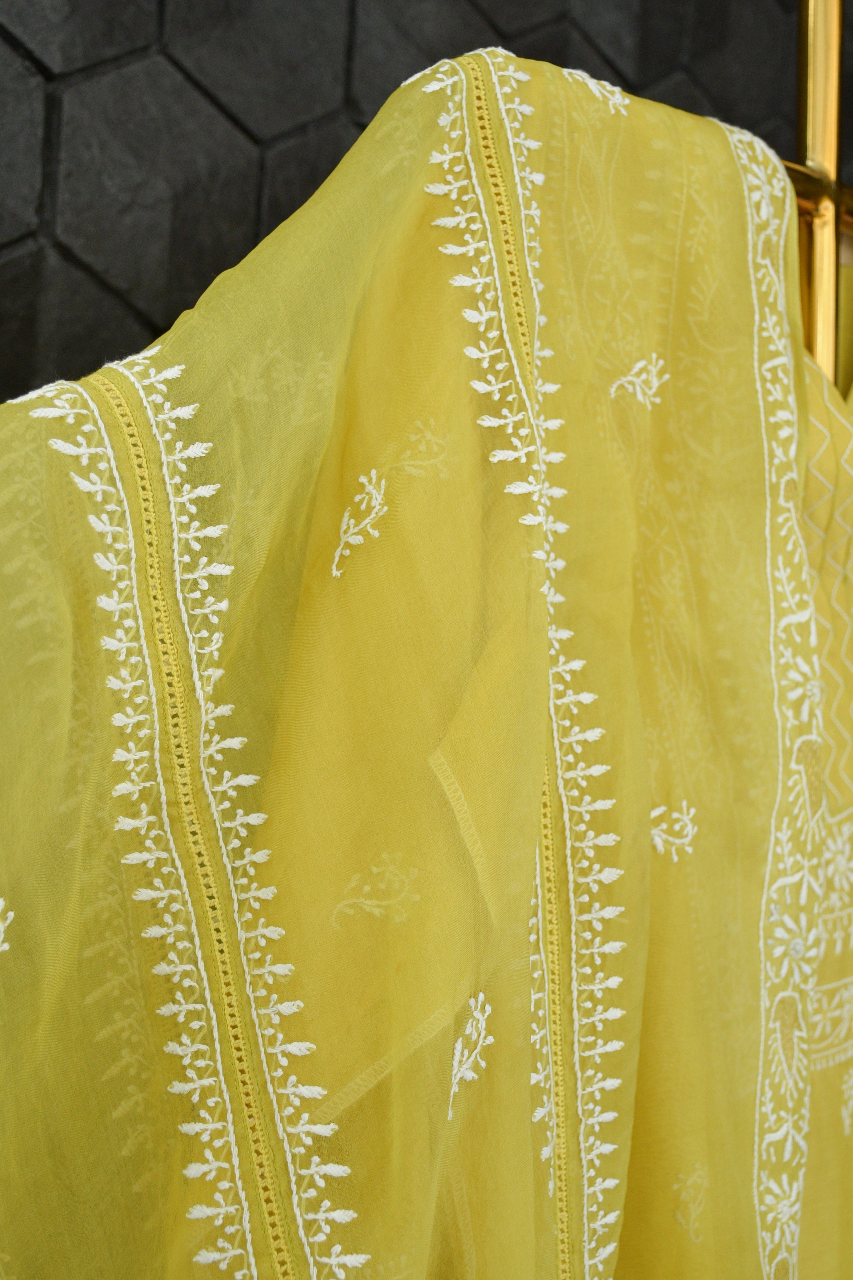 Lemon Yellow Chanderi Kurta Set