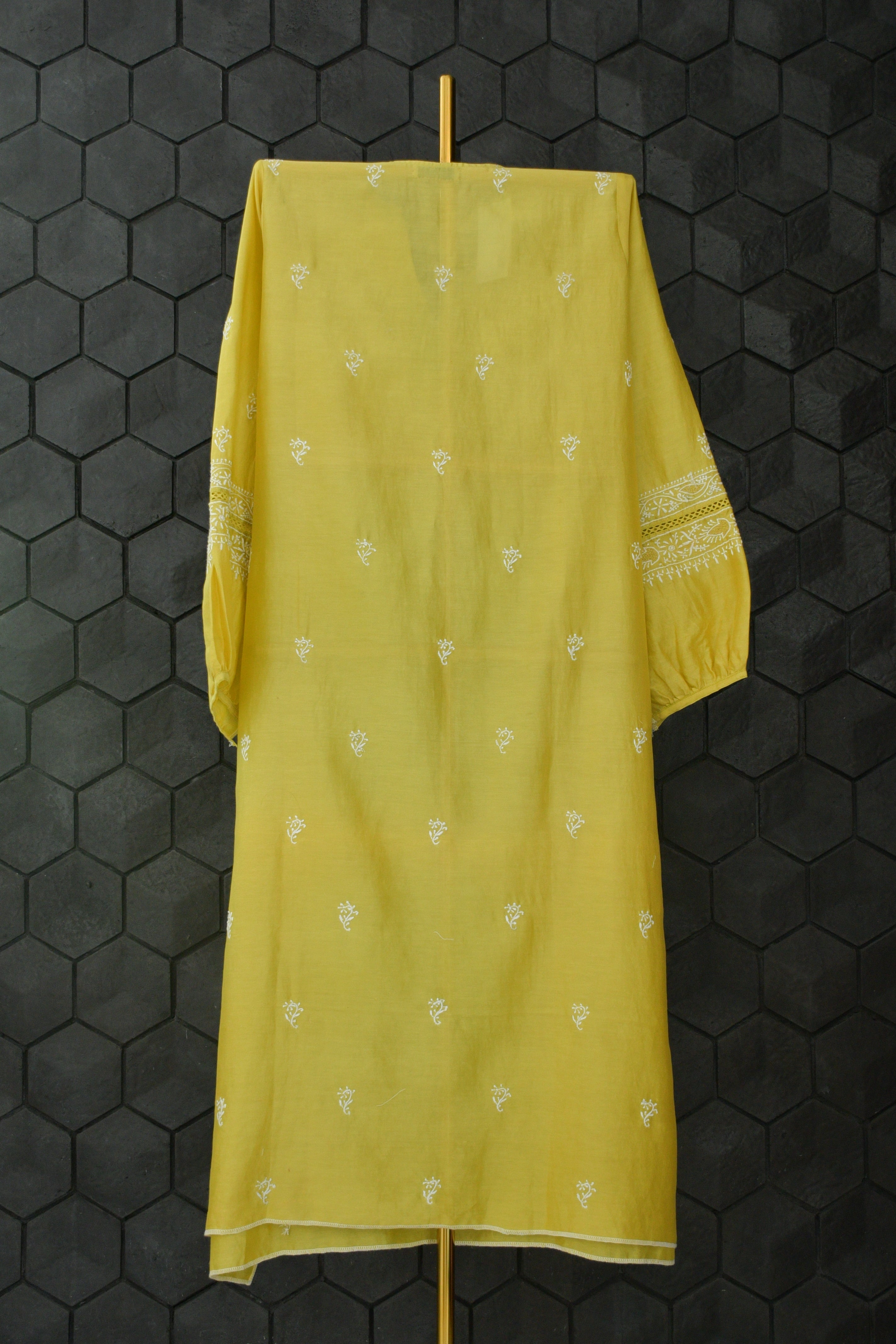 Lemon Yellow Chanderi Kurta Set