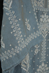 Blue Tissue Chikankari Kurta Set