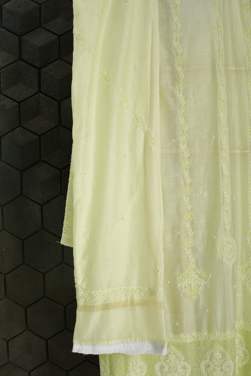 Light Green Chanderi Chikankari Kurta Set