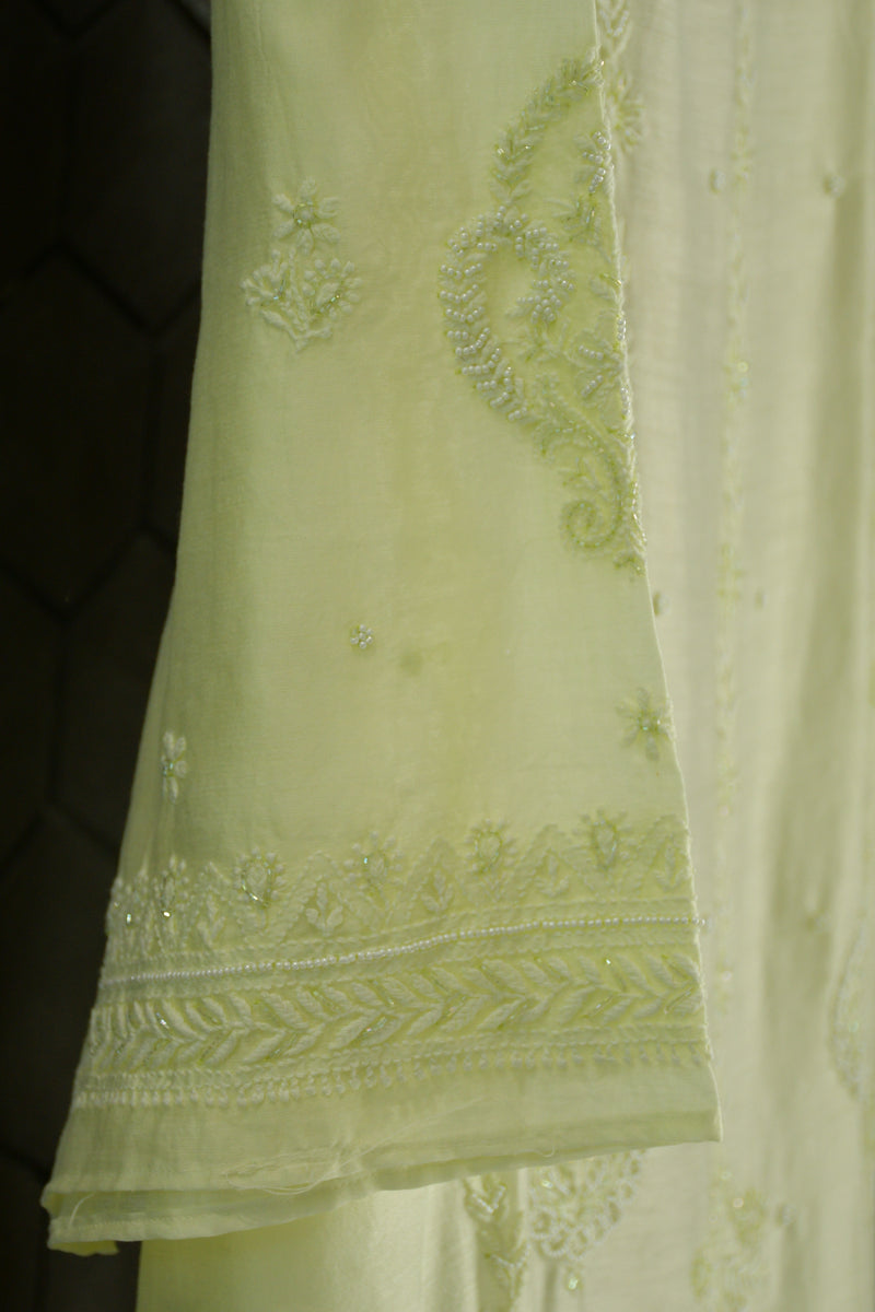 Light Green Chanderi Chikankari Kurta Set