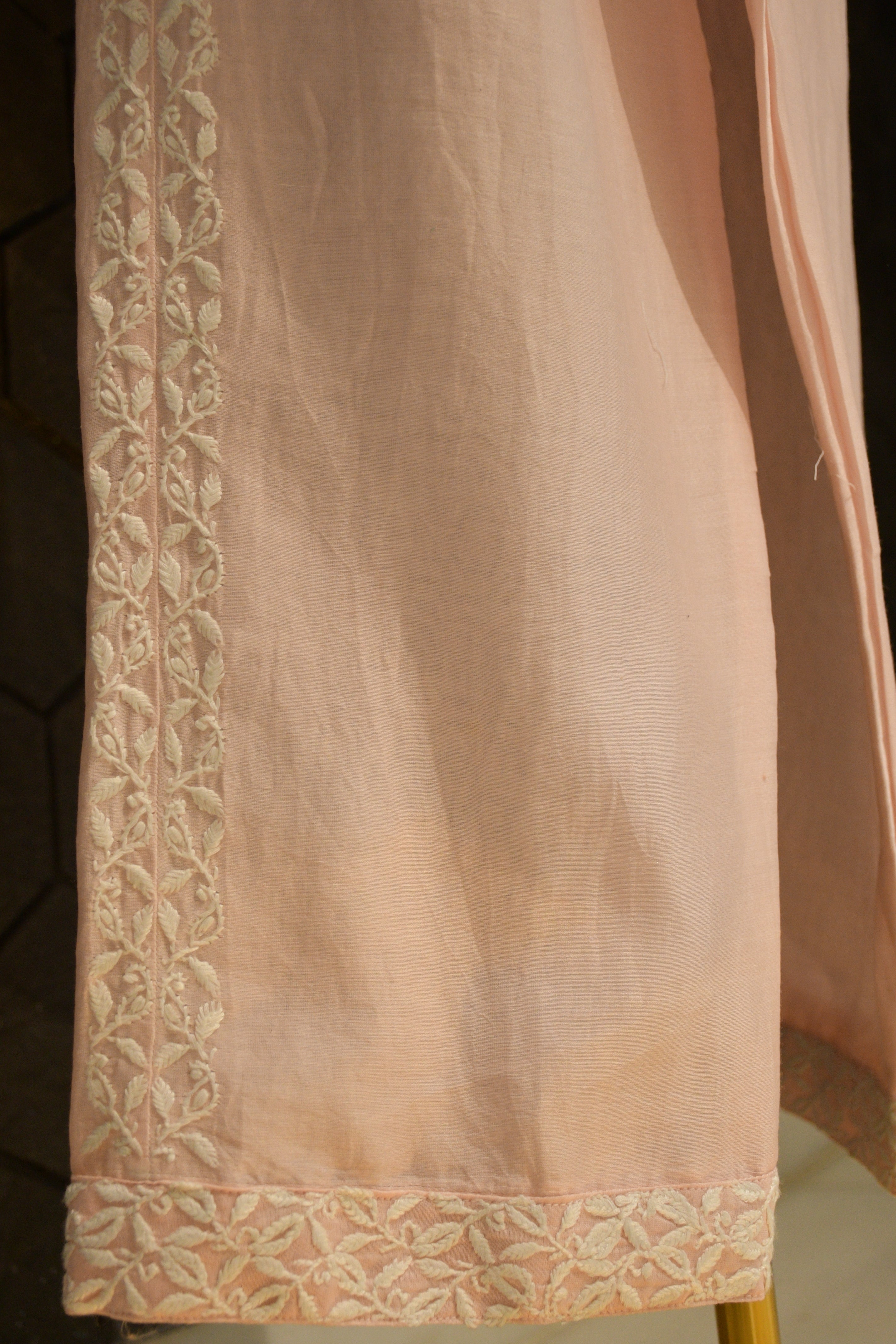 Pink Chanderi Chikankari Co-ord Set