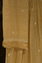 Gold Tissue Chikankari Kurta Set